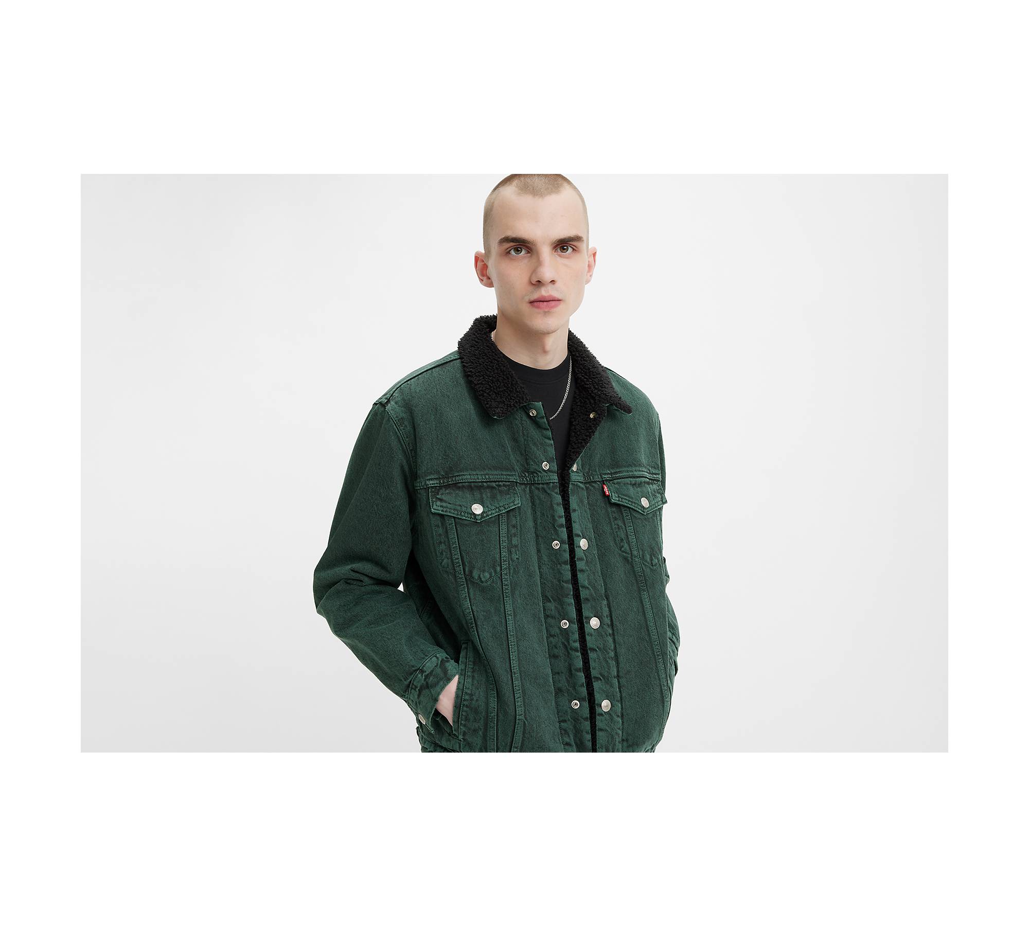 Relaxed Fit Sherpa Trucker Jacket - Green | Levi's® US