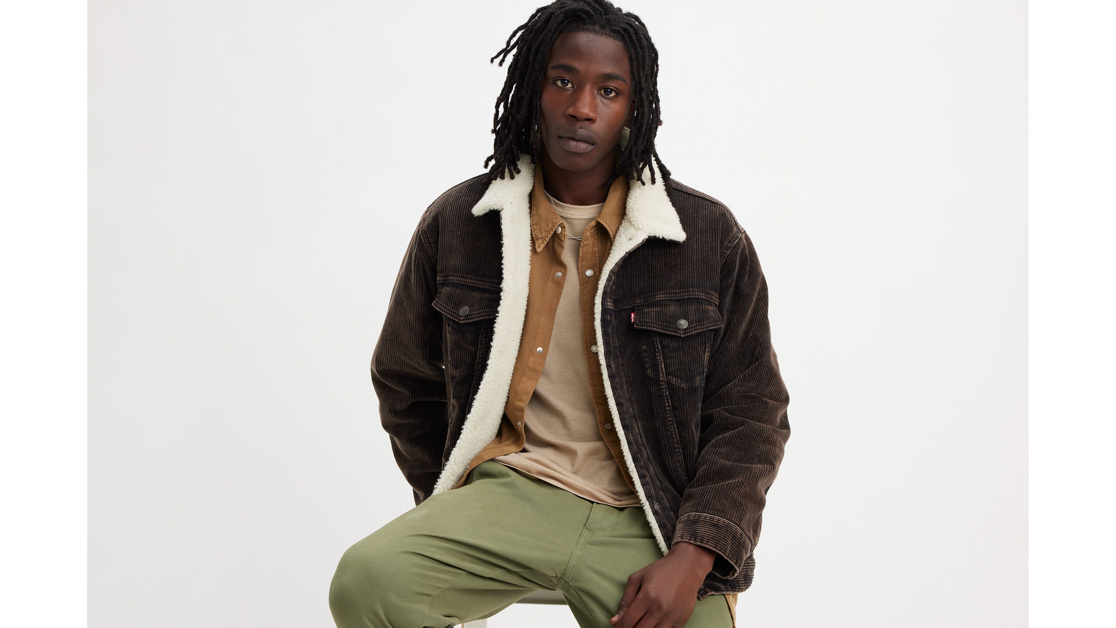 Relaxed Fit Corduroy Sherpa Trucker Jacket - Brown | Levi's® US