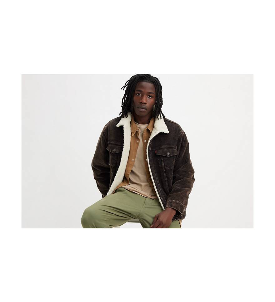 Relaxed Fit Corduroy Sherpa Trucker Jacket - Brown | Levi's® US