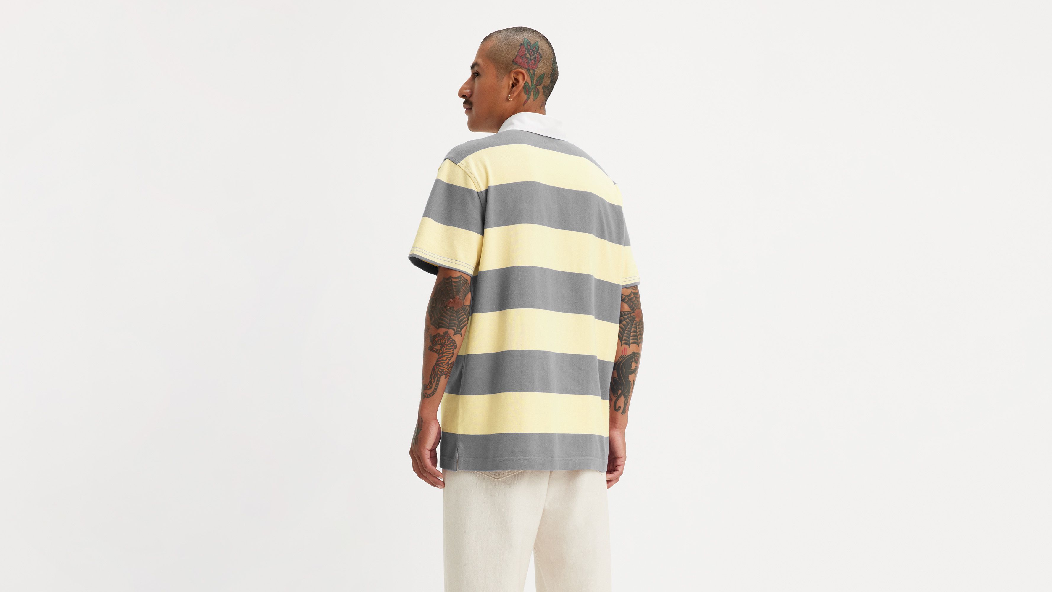 [TRILLION] STRIPE RUGBY OVERFIT PIQUE POLO SHIRTS /追跡付 Boxy fit rugby piqué polo | Men's polo shirts | Cortefiel