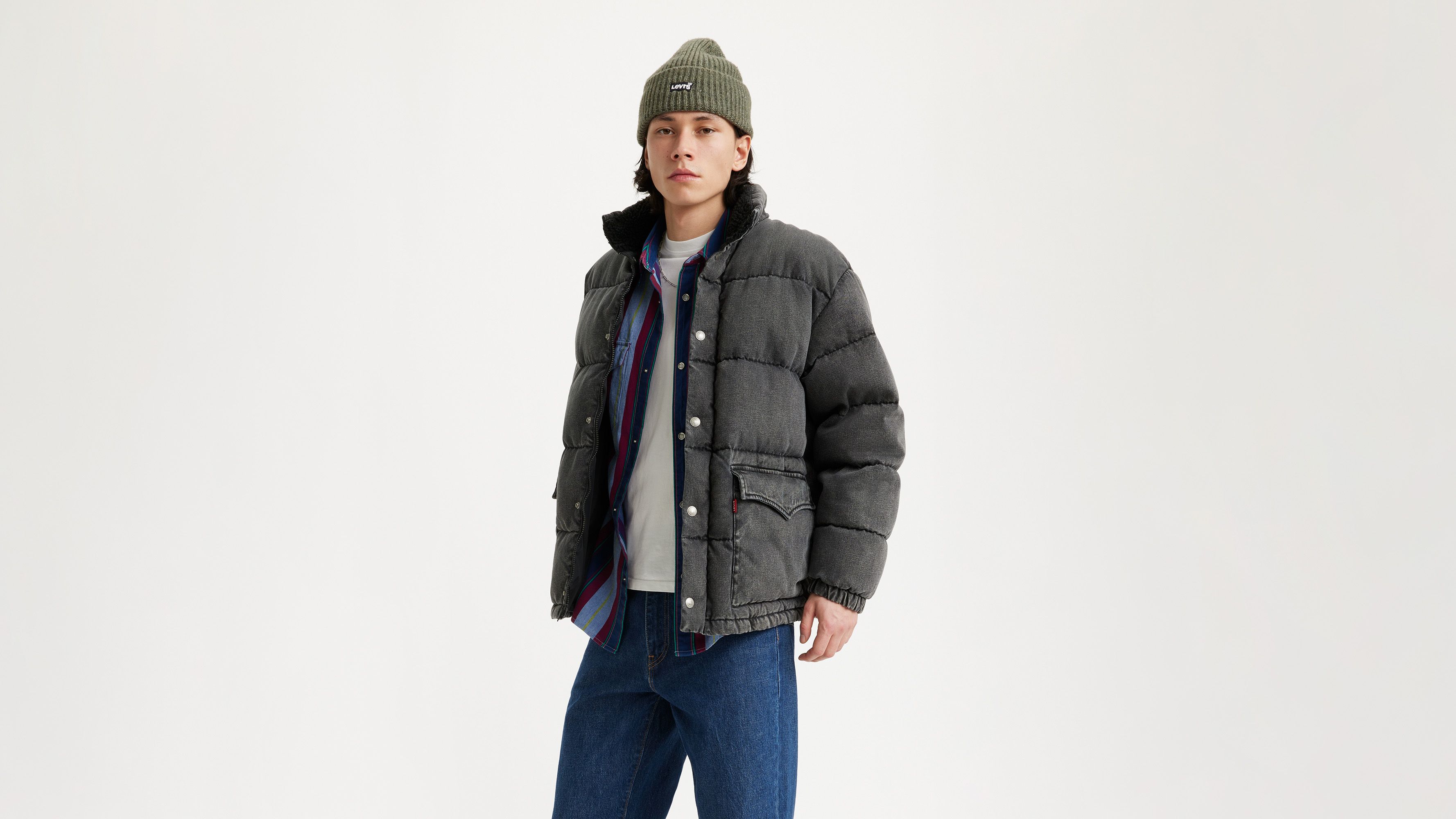 Western Super Puffer Jacket - Dark Wash