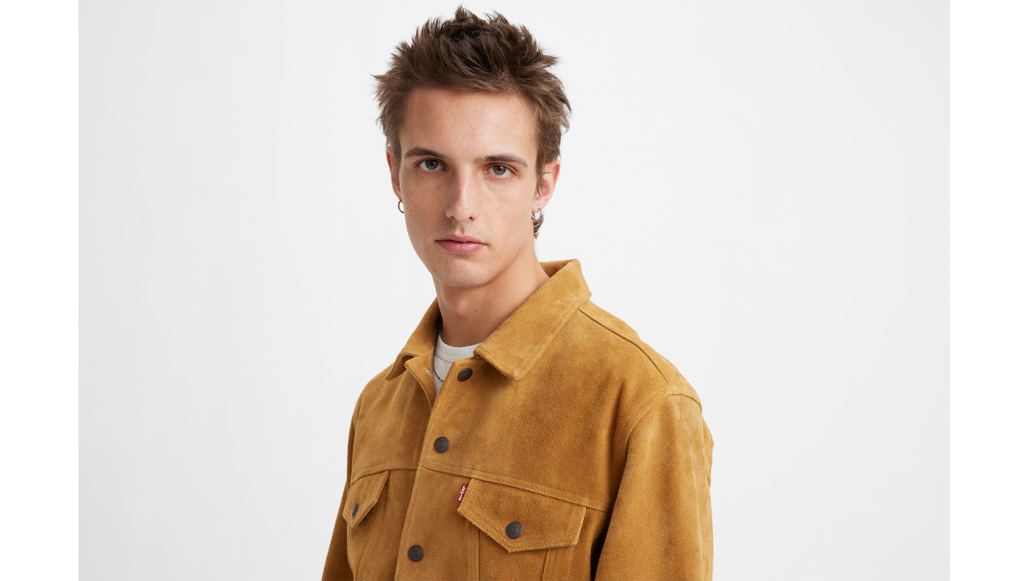 Levi's trucker sherpa outlet camel suede jacket