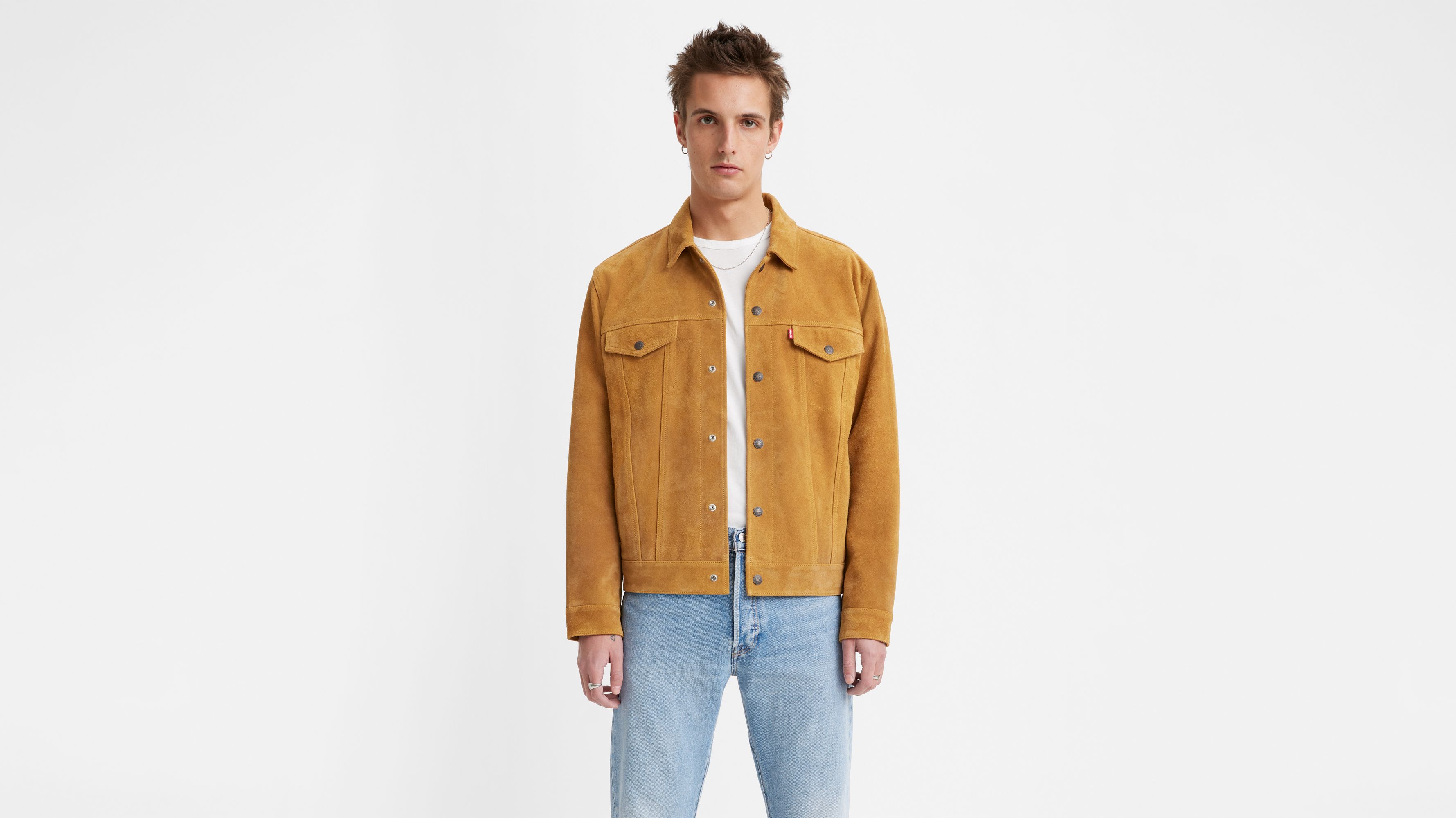 Men's levi's suede store trucker jacket