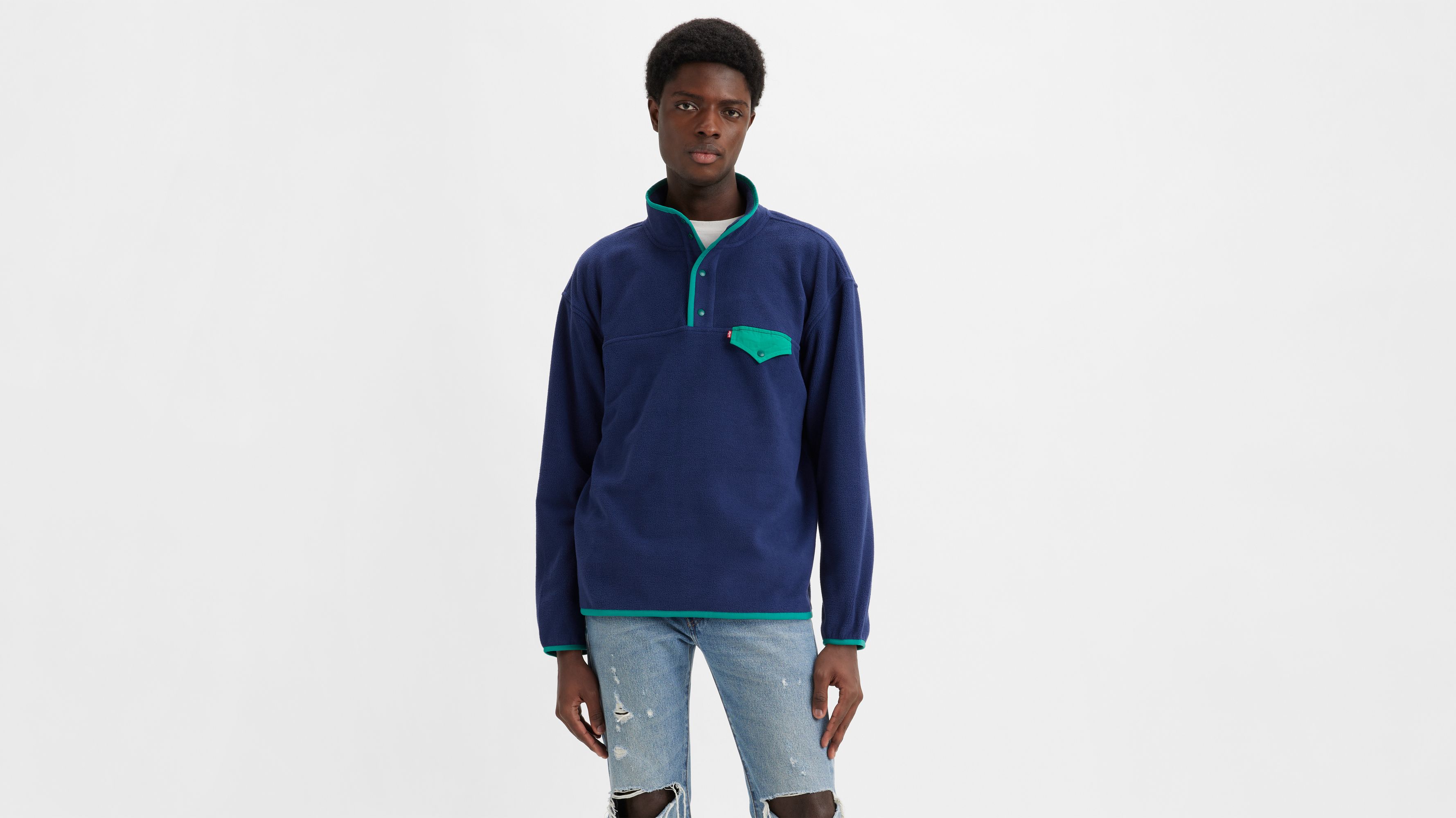 Barstow Fleece Snap Up Sweatshirt - Blue | Levi's® US Barstow Fleece Snap Up Sweatshirt - Blue | Levi's® US