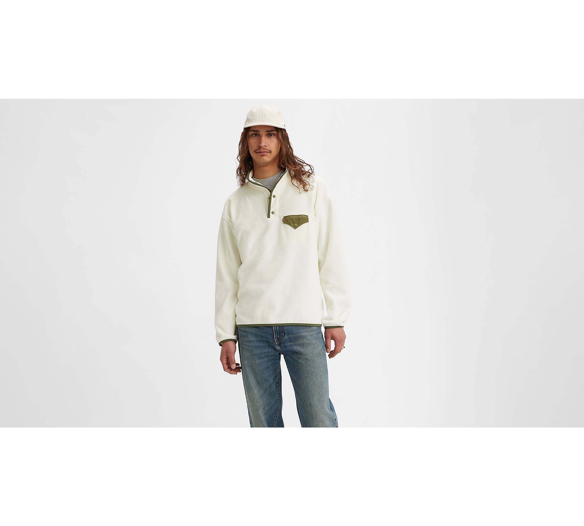 Barstow Fleece Snap Up Sweatshirt - White | Levi's® US