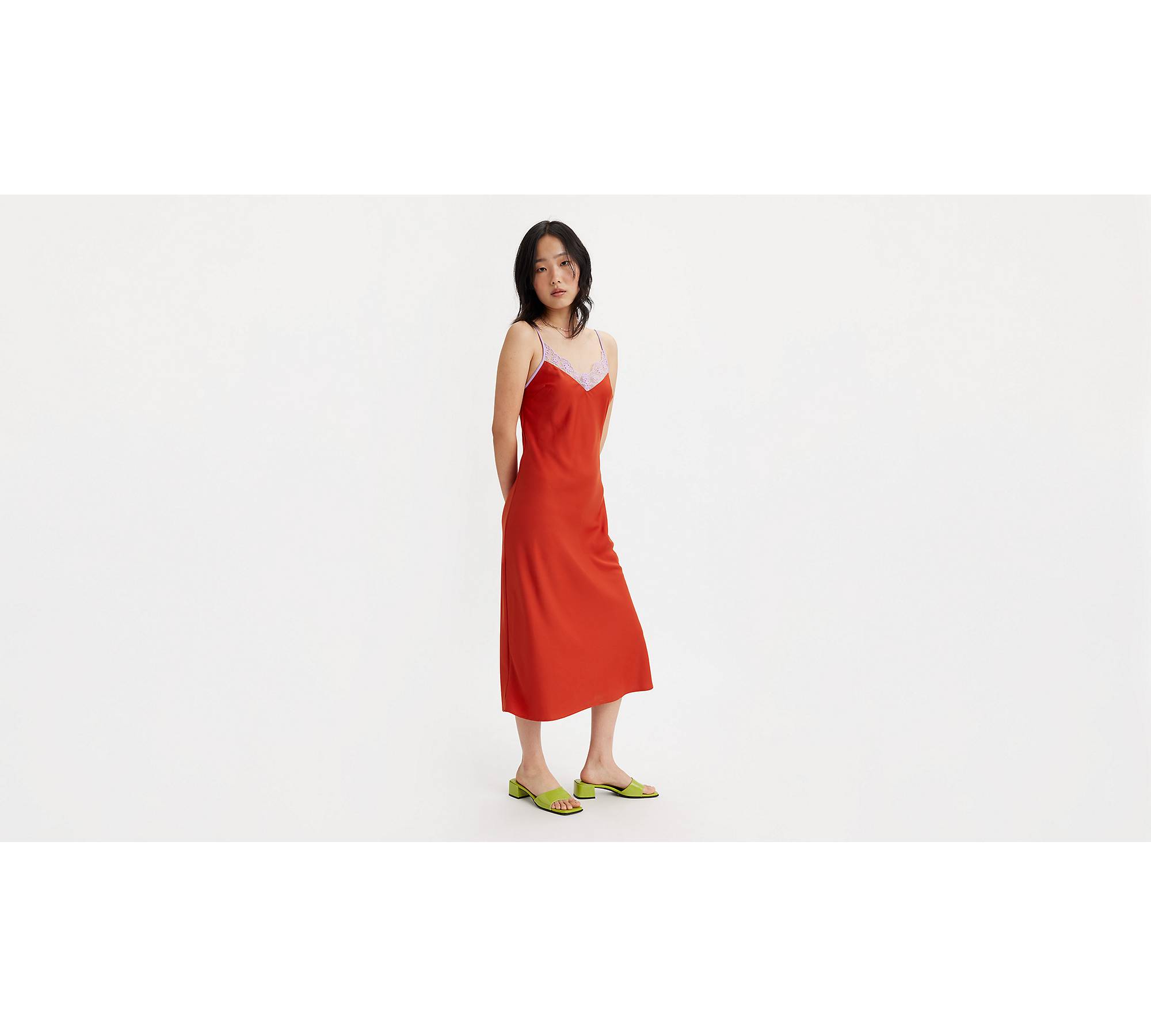 Zara red Satin long Camisole slip Dress woman's size extra small