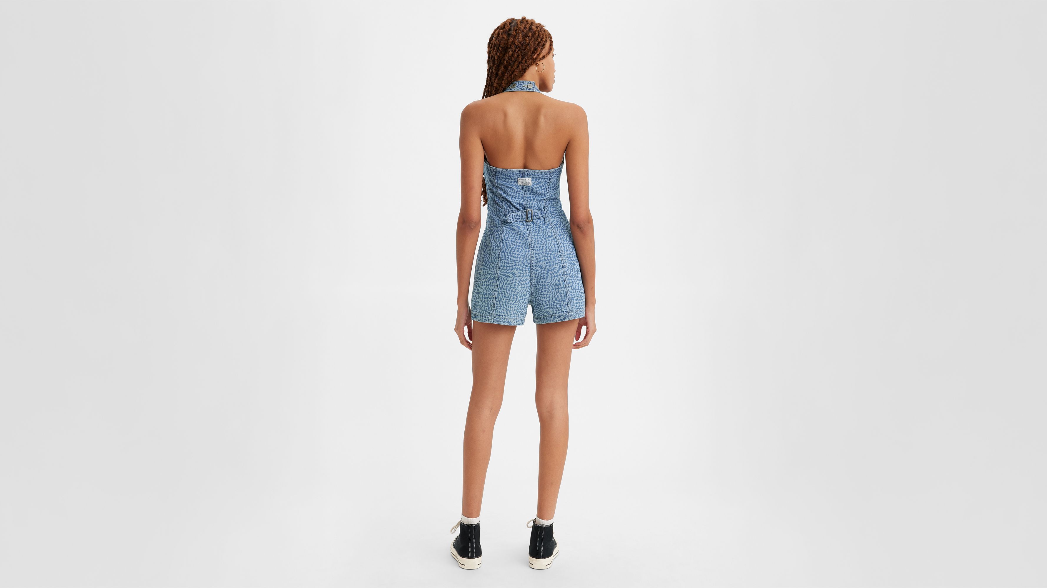 Faris Denim Romper - Medium Wash