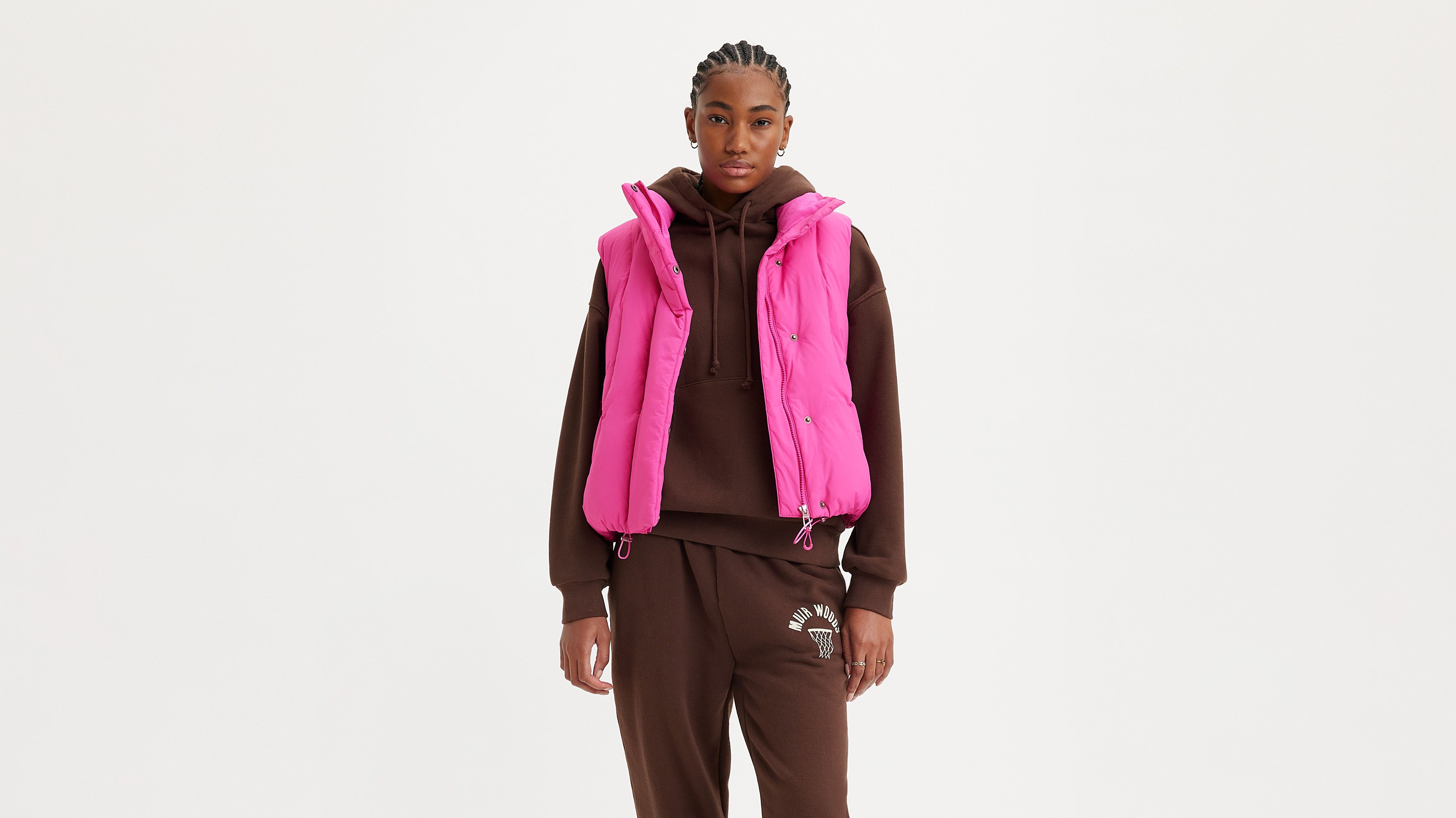 Purple Brand logo-print puffer vest - Pink