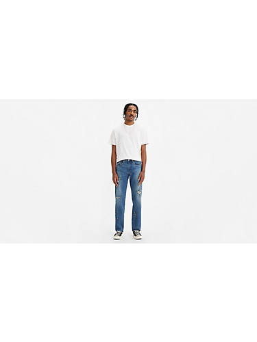 리바이스 Levi Made In Japan 505 Regular Fit Mens Jeans,Kapow Medium Worn In - Medium Wash - Non-Stretch