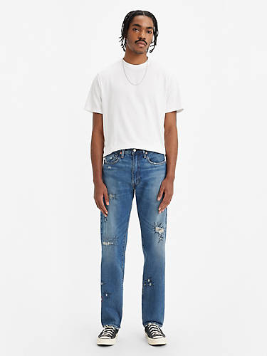 리바이스 Levi Made In Japan 505 Regular Fit Mens Jeans,Kapow Medium Worn In - Medium Wash - Non-Stretch