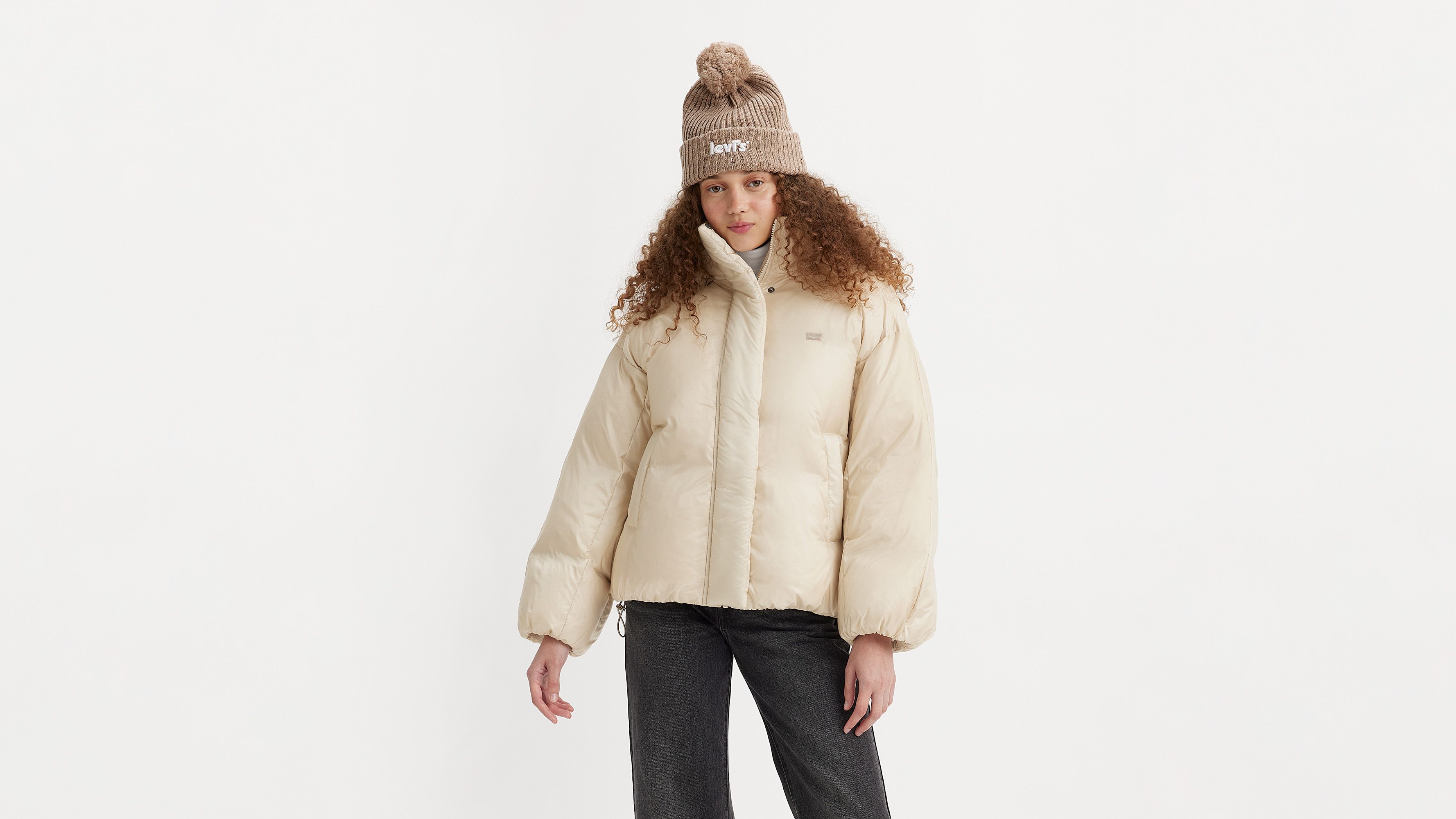 pamie  もこもこ　アウター　S Kurtka Puchowa Pillow Bubble Shorty - Kremowy | Levi's® PL