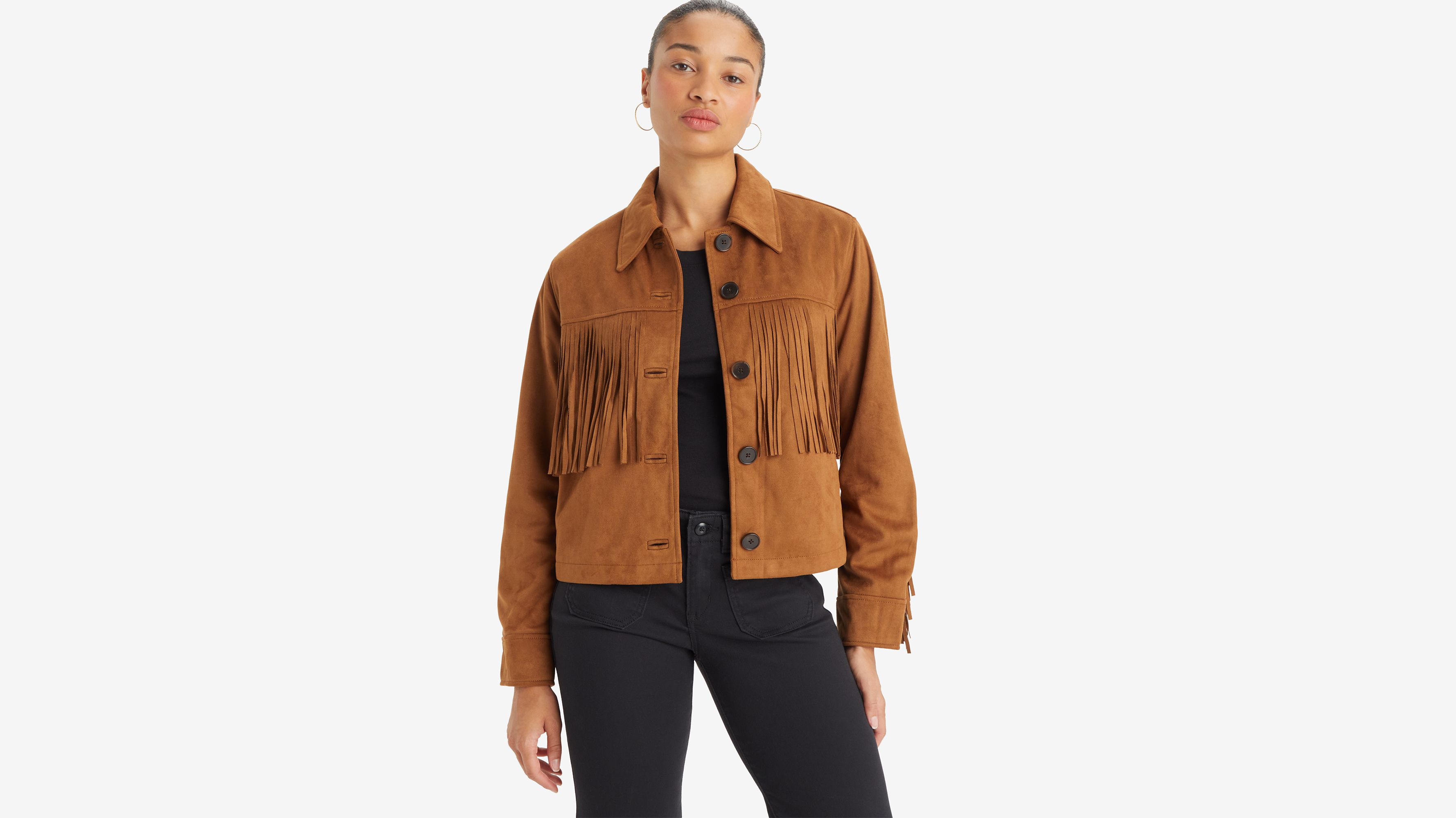 Mens vintage suede outlet fringe jacket