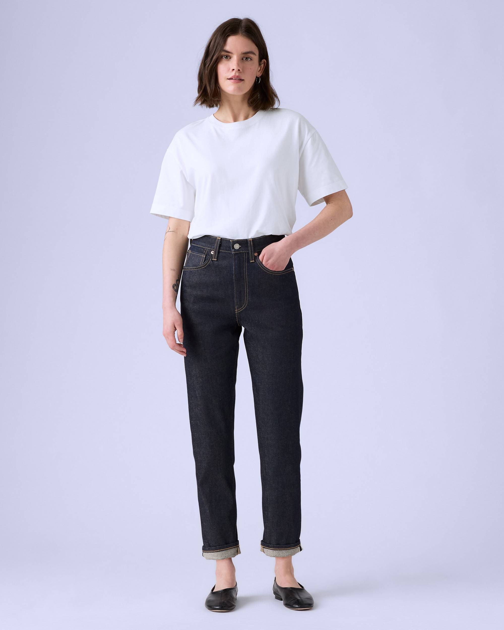 Japanese Selvedge High Rise Boyfriend Women's Jeans - Dark Japanese Selvedge High Rise Boyfriend Women's Jeans - Dark