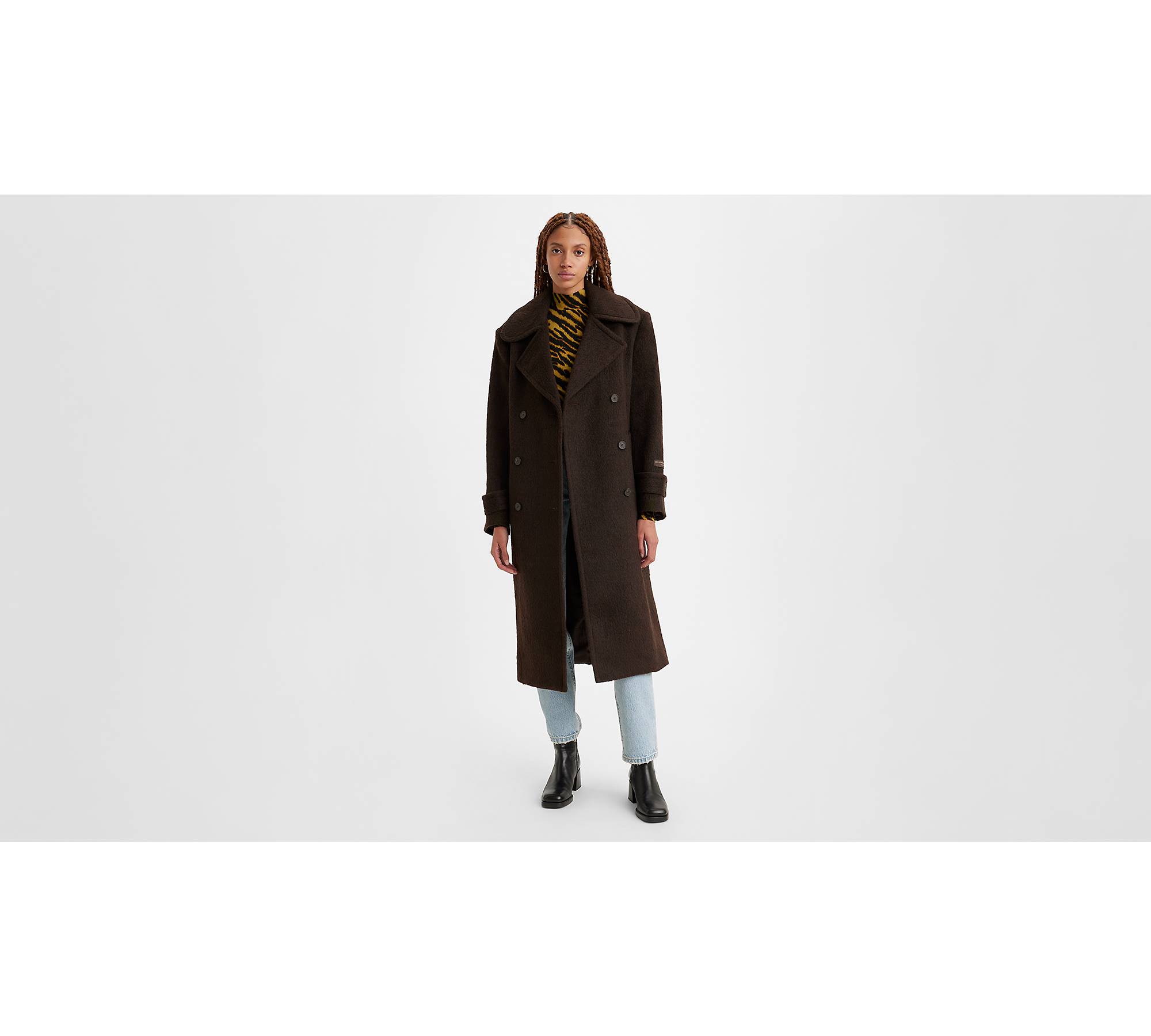 Wooly Trench Coat - Brown