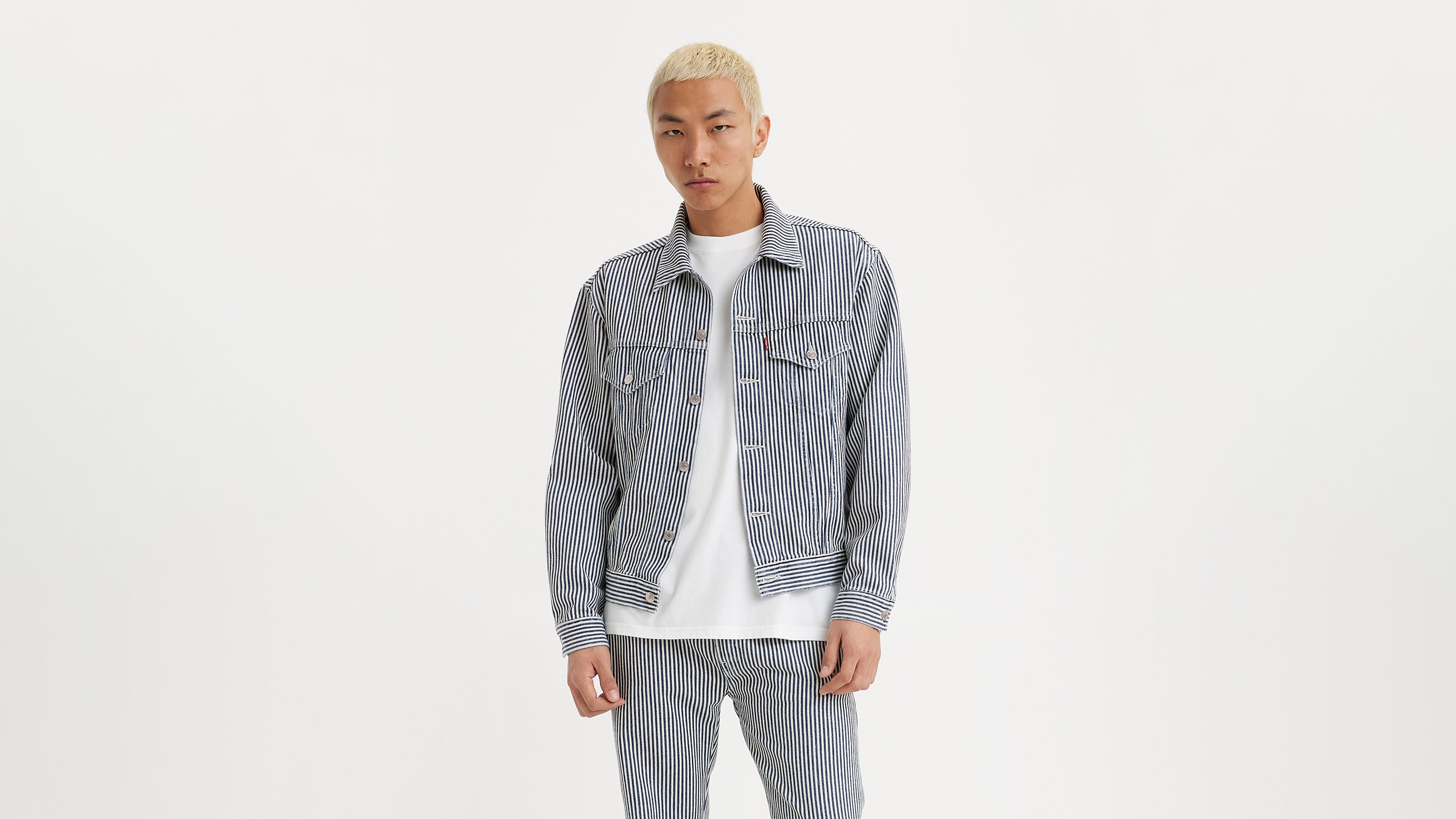 Levi's® X Nigo 557xx Hickory Stripe Trucker Jacket - Blue | Levi's® FR