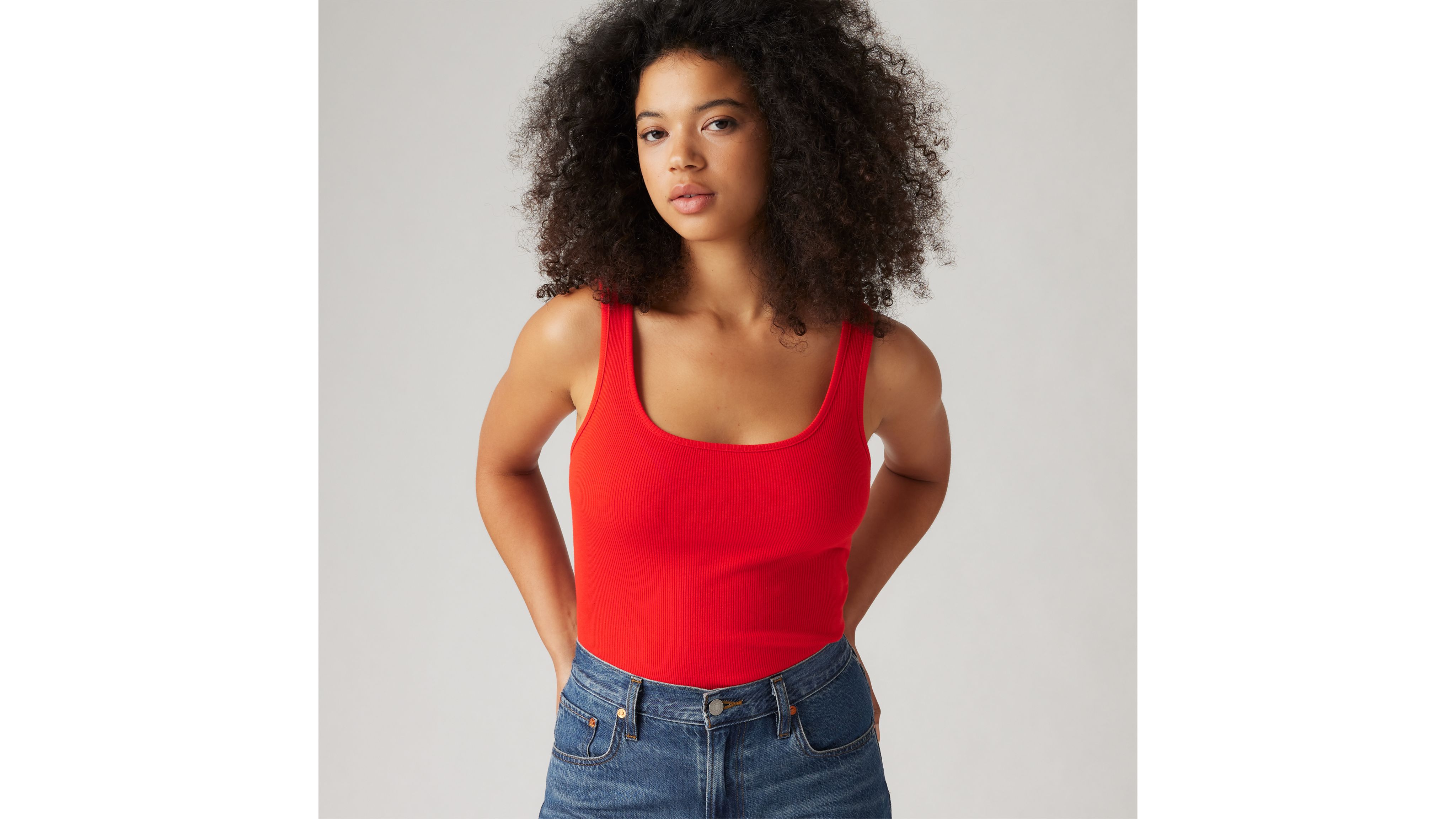 Levi's Essential Rib Tank Top In Flame Scarlet
