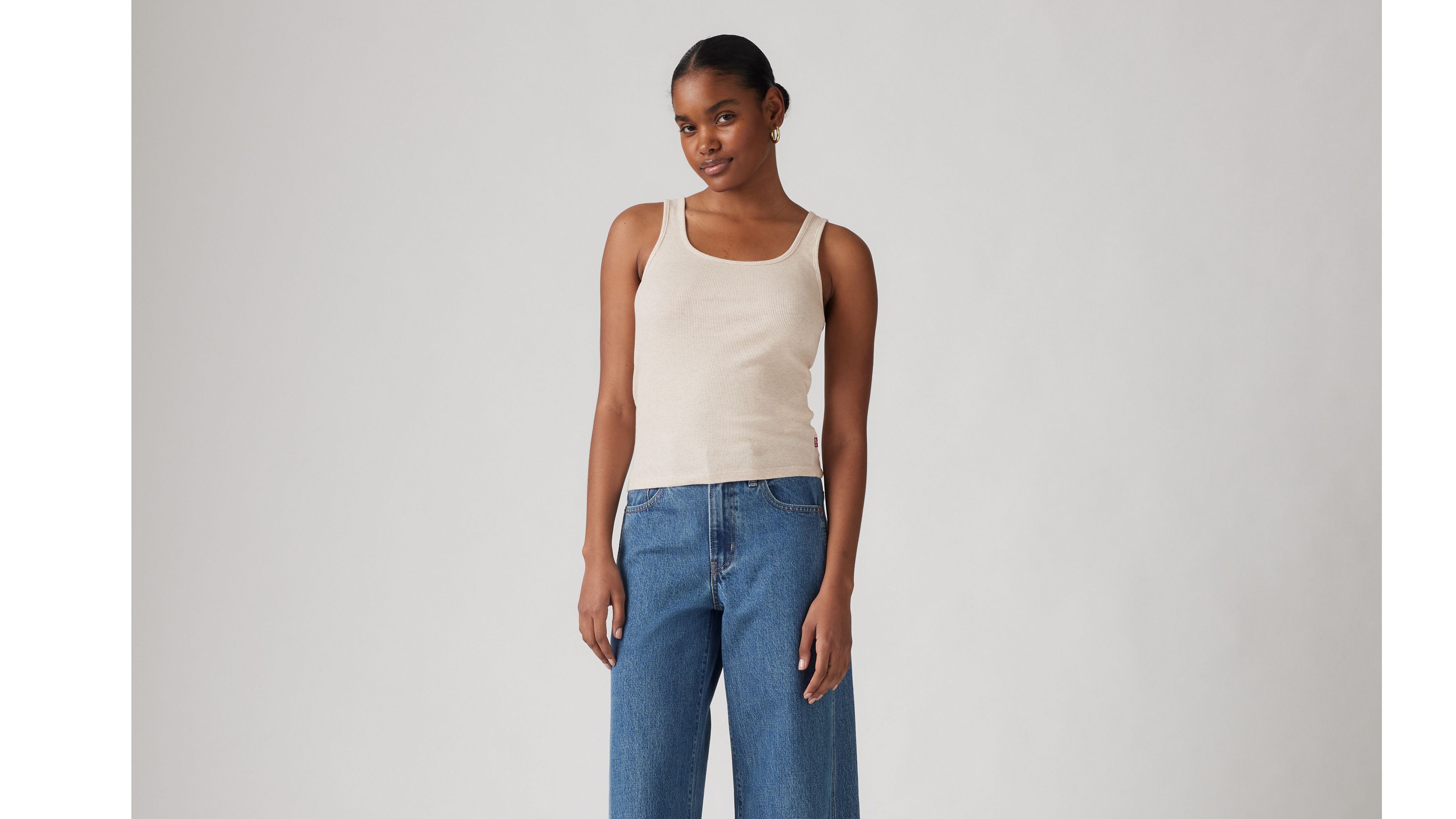 Levi's Essential Rib Tank Top In Oatmeal Heather
