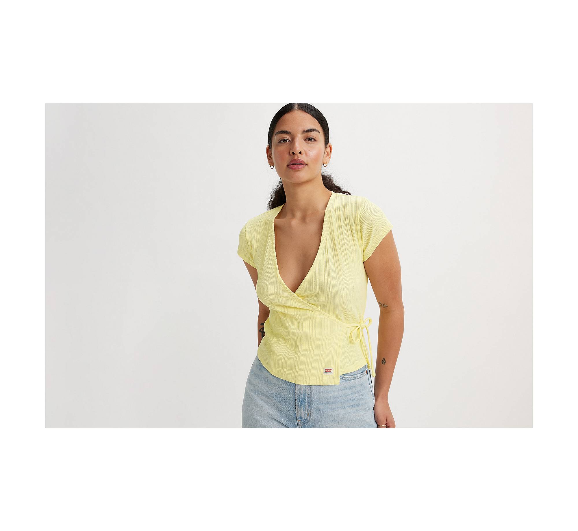 Dry Goods Pointelle Wrap Top 1
