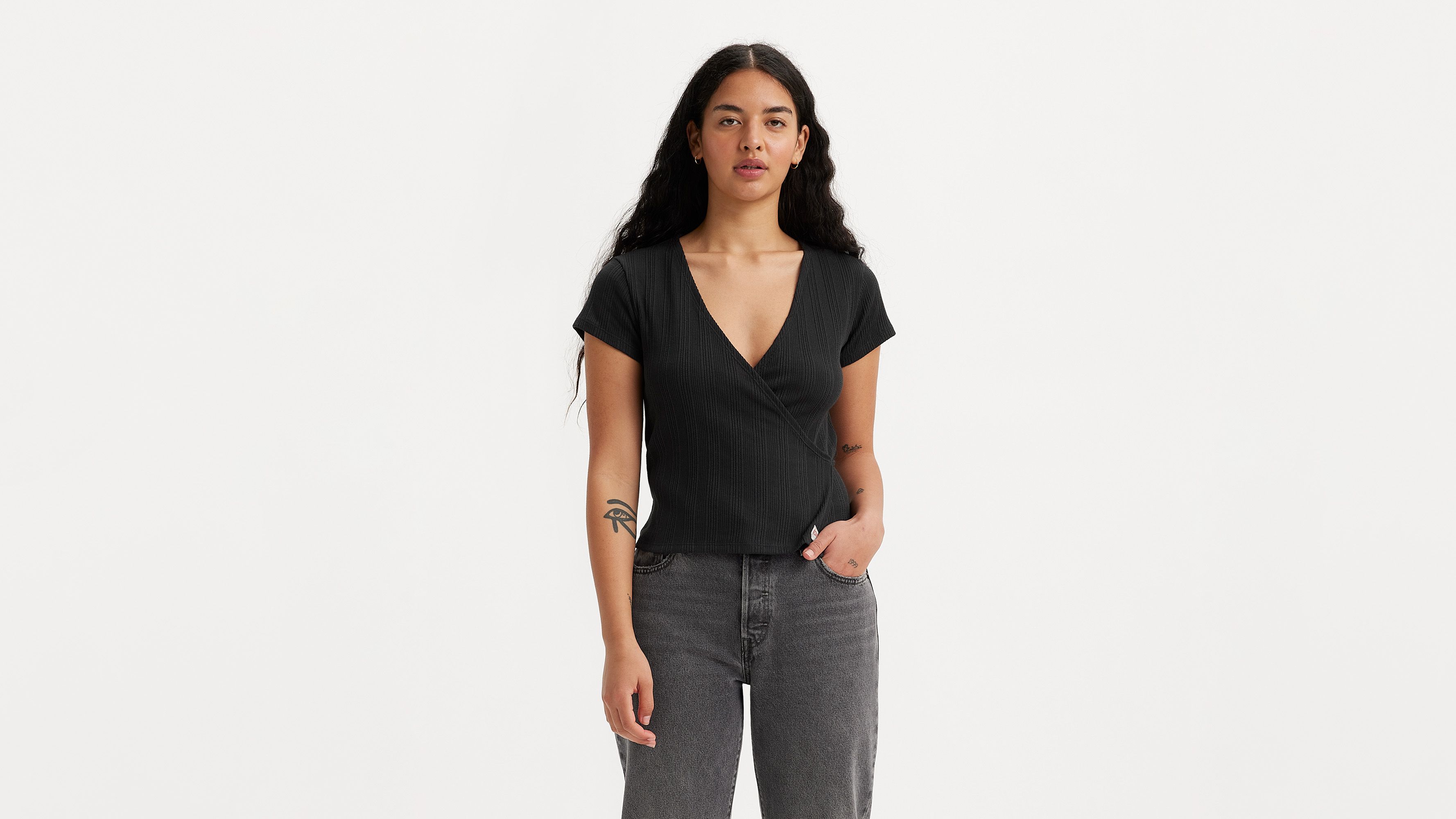 Dry Goods Pointelle wikkel-T-shirt 4