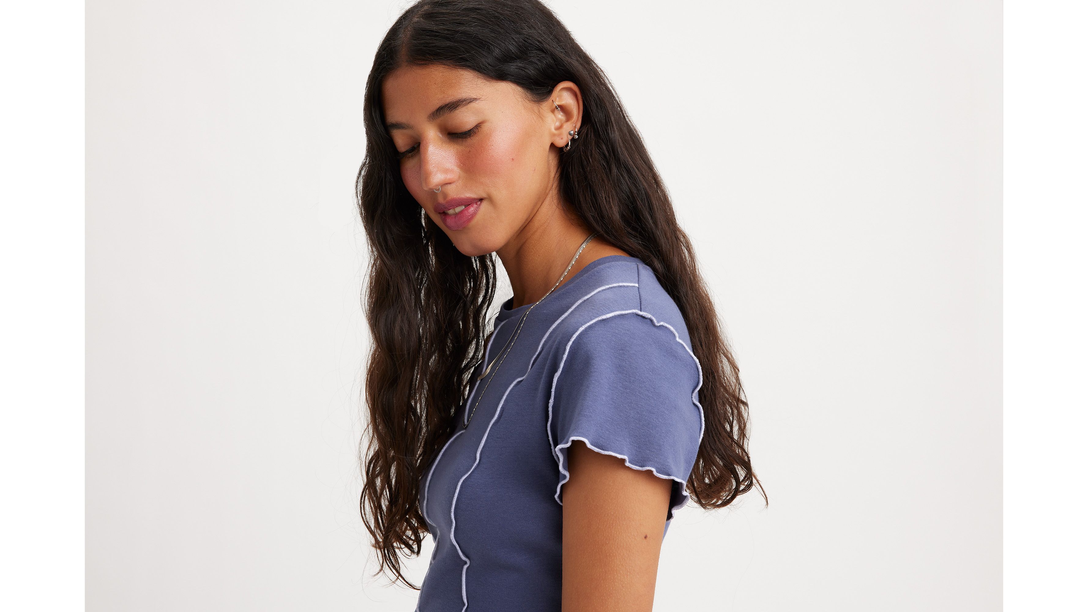 Inside Out Seamed T-shirt - Blue