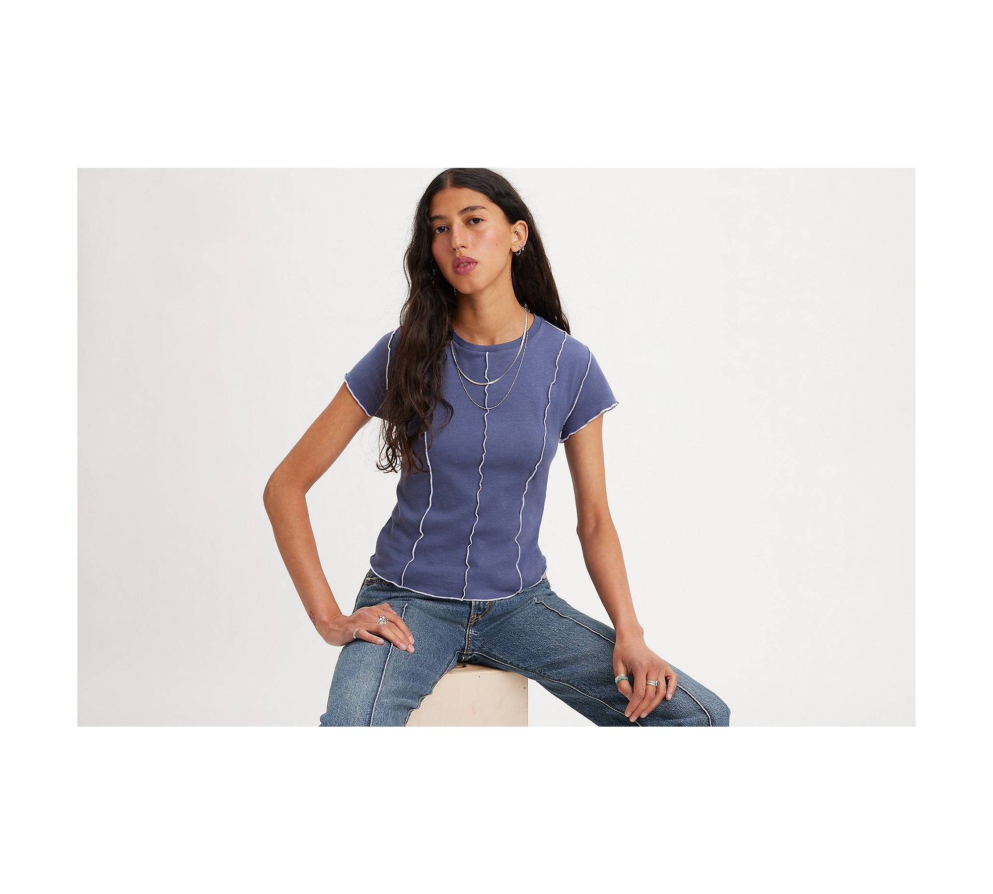 Inside Out Seamed T-shirt - Blue