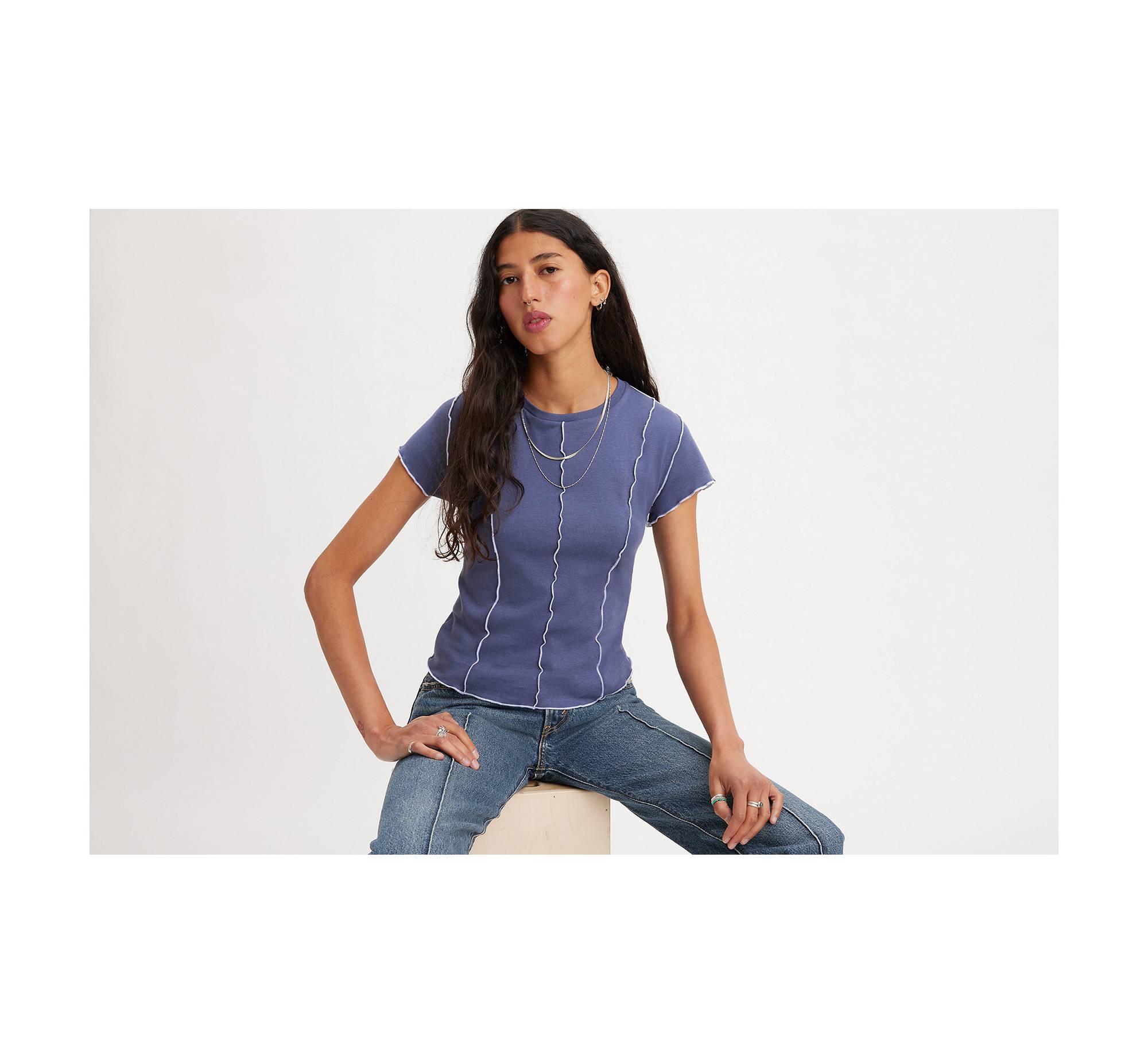 Inside Out Seamed Tee - Blue