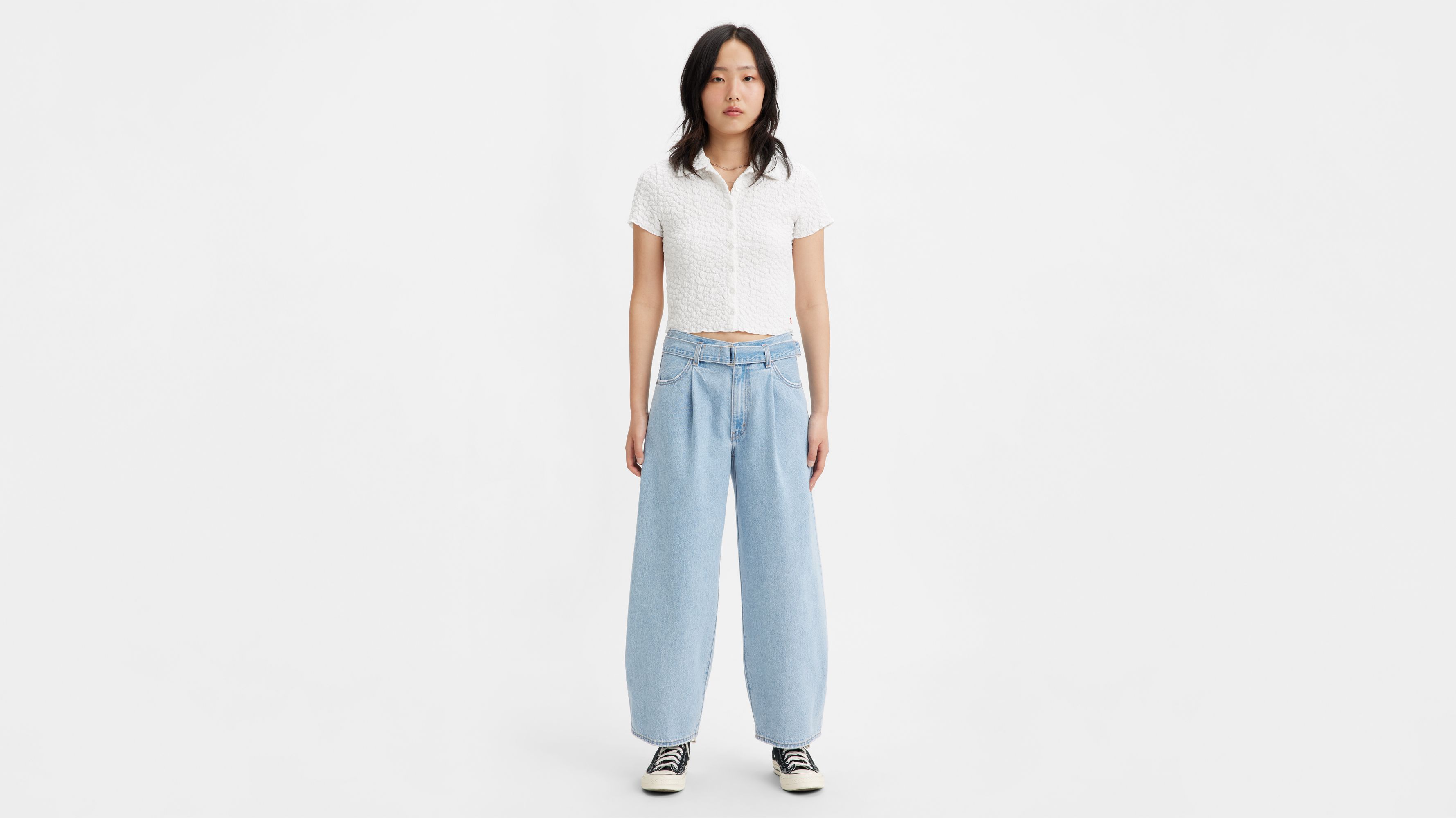 Belted Baggy Jeans - Blue