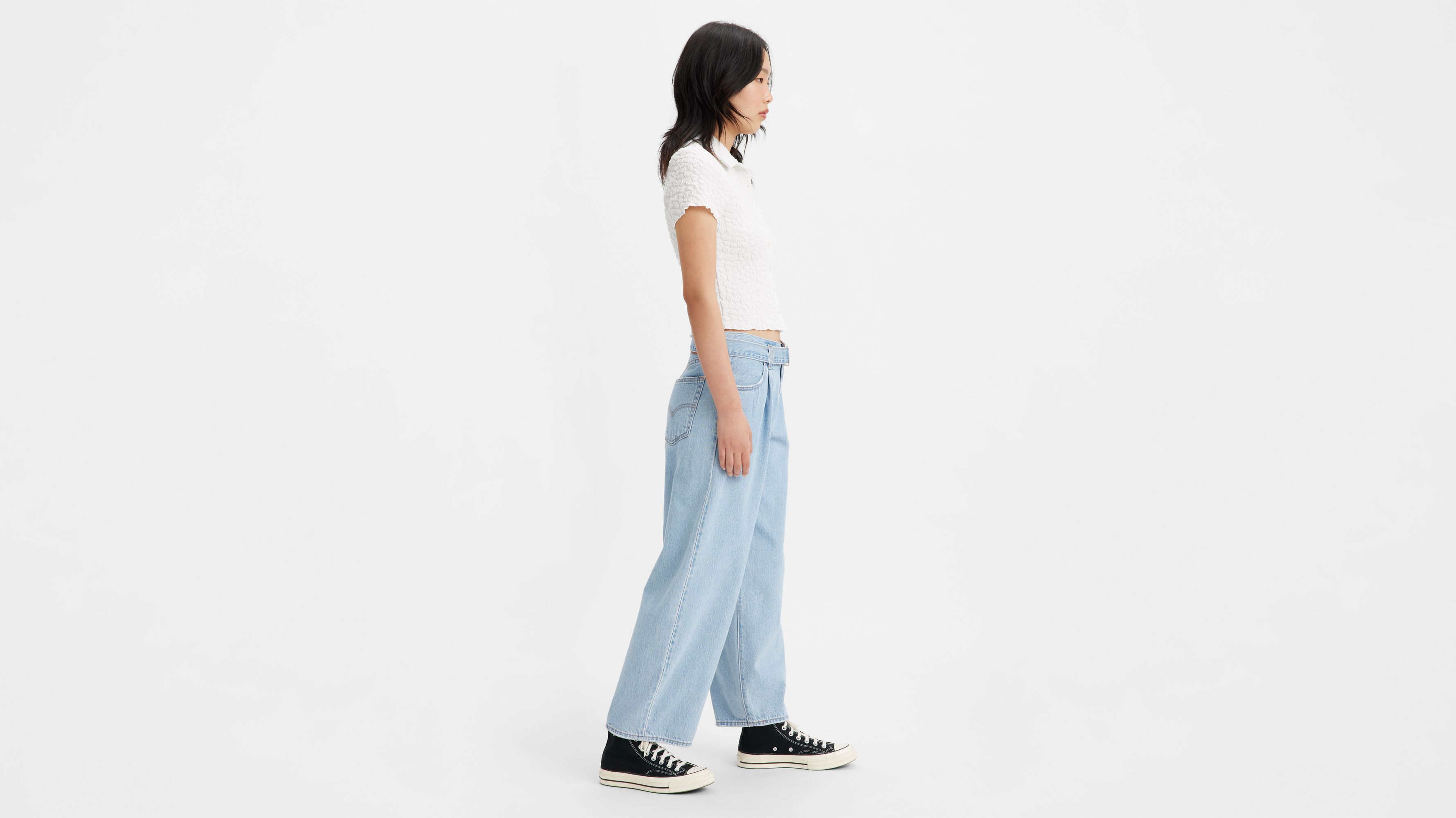 Belted Baggy Jeans - Blue