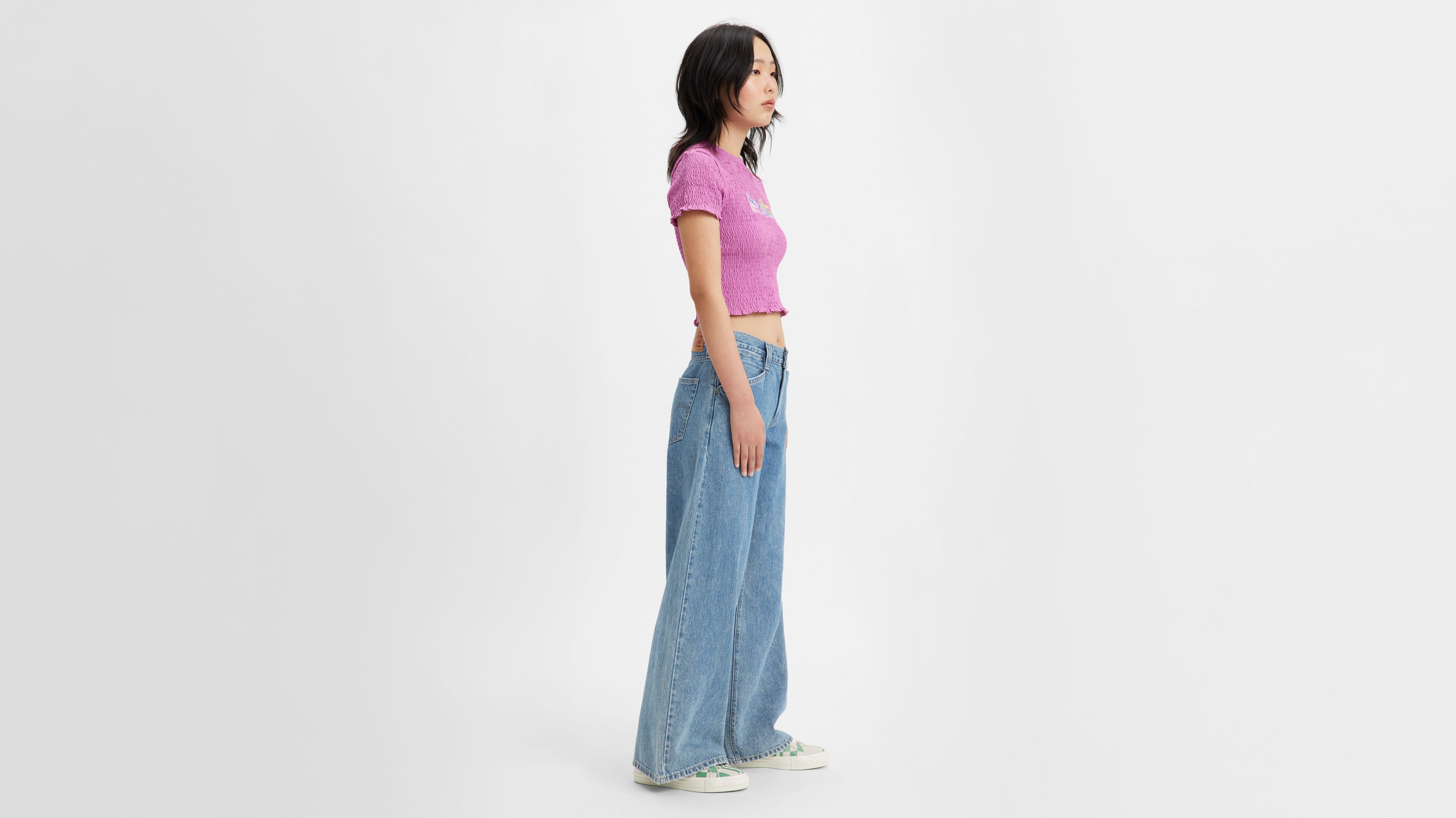 94 Baggy Wide Leg Women Jeans - Medium Wash