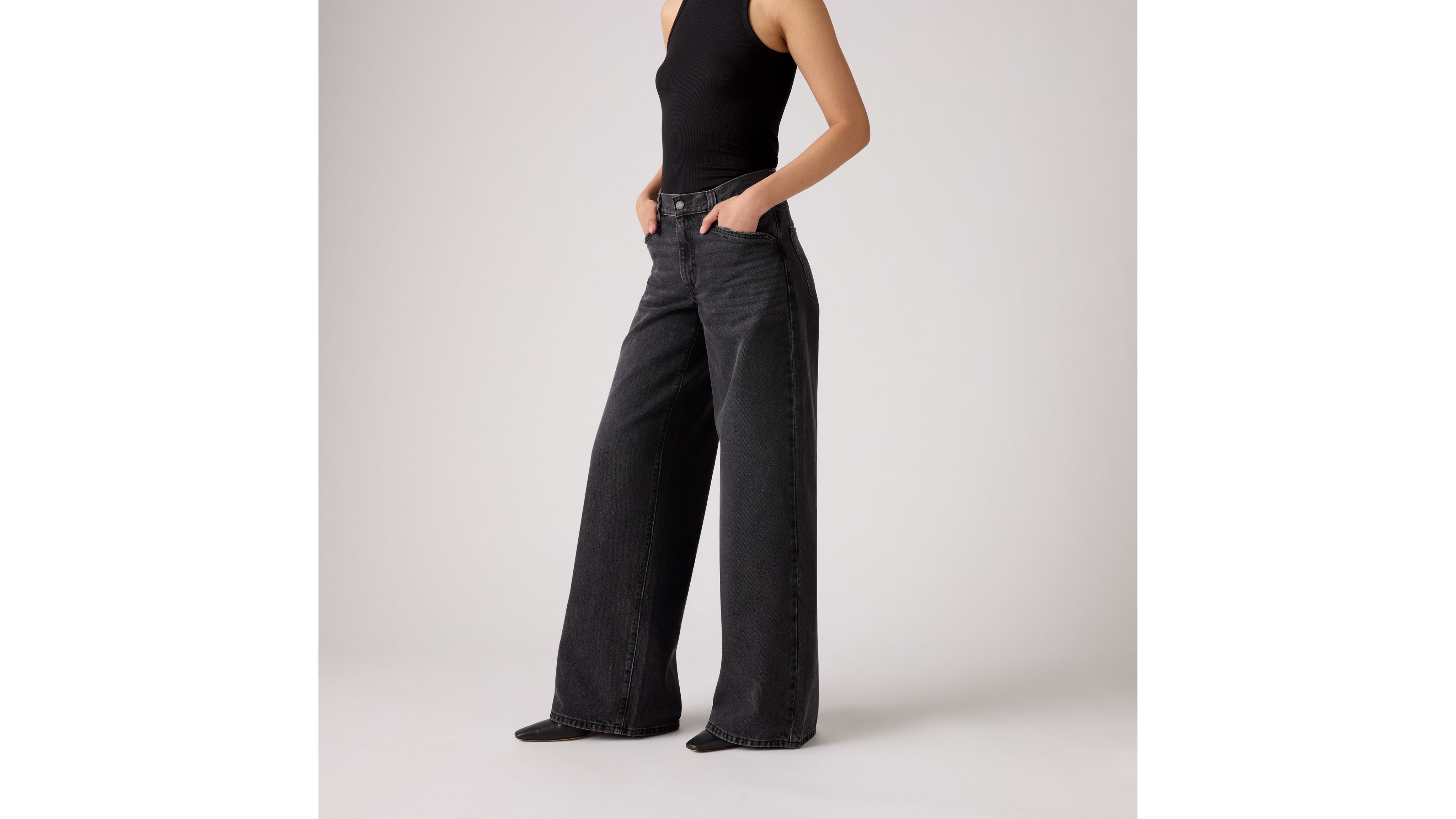 Levi's® SUPER BAGGY BARREL - Baggy jeans - open mind/zwart denim/blackdenim