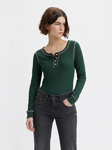 리바이스 Levi Sierra Henley Shirt,Darkest Spruce - Green