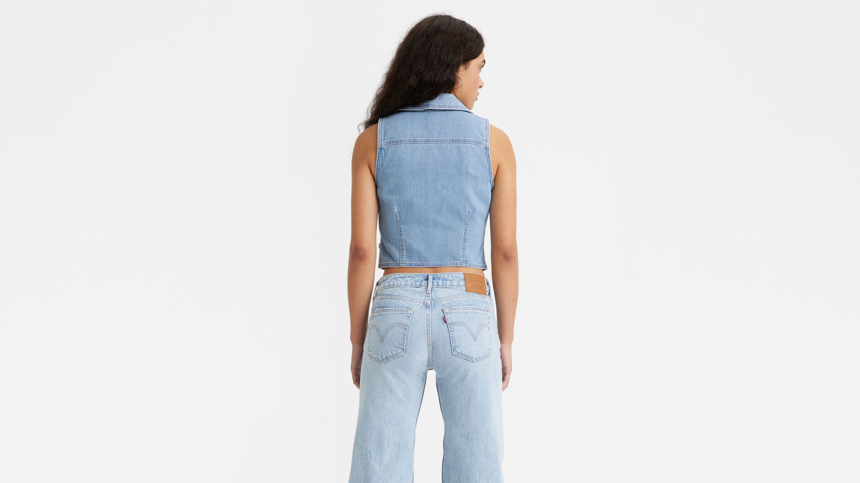 Long blue outlet jean vest