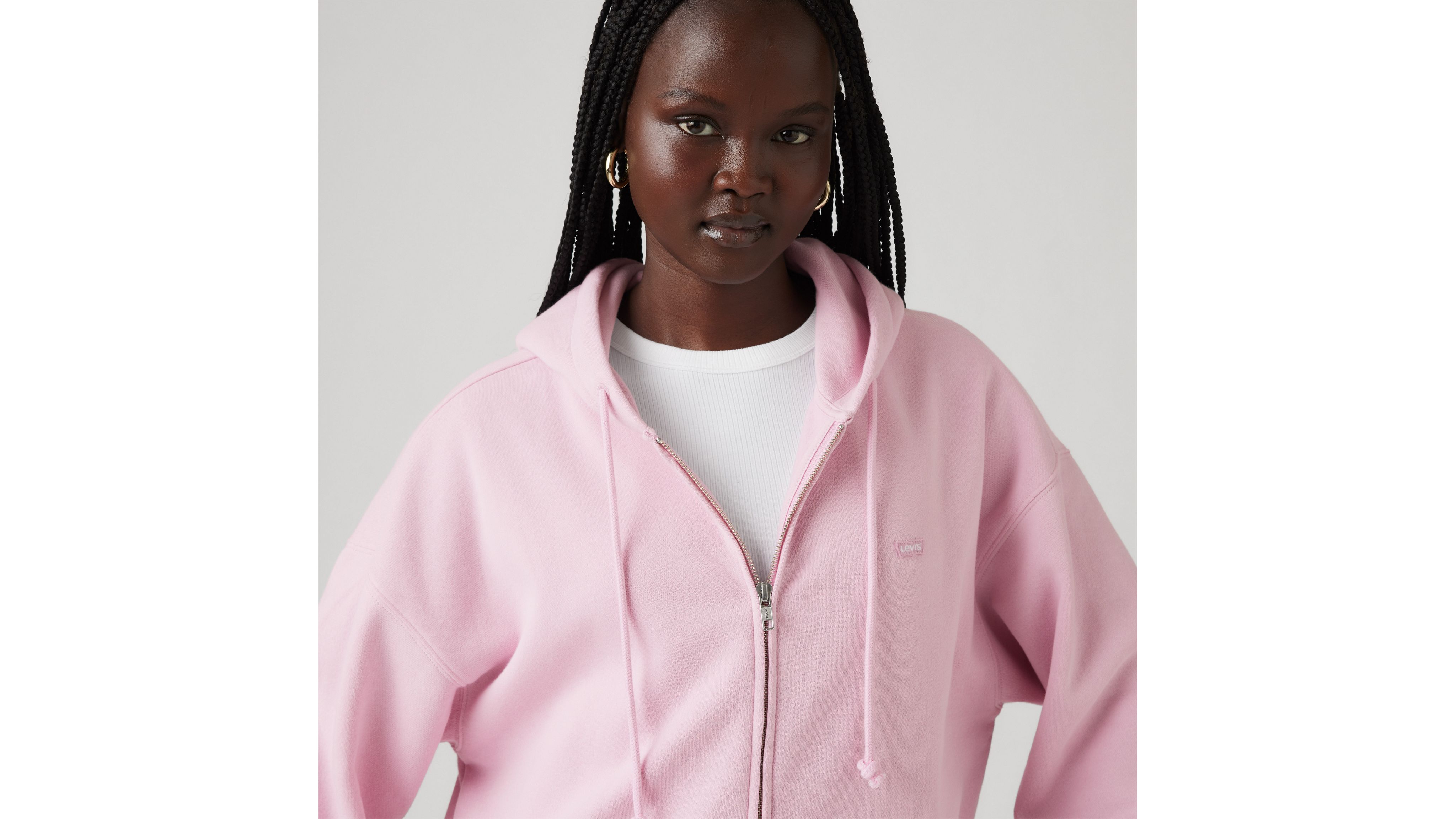 Sweat Levis Femme Pull Levis Rose Sweat À Capuche Zip-up Everyday