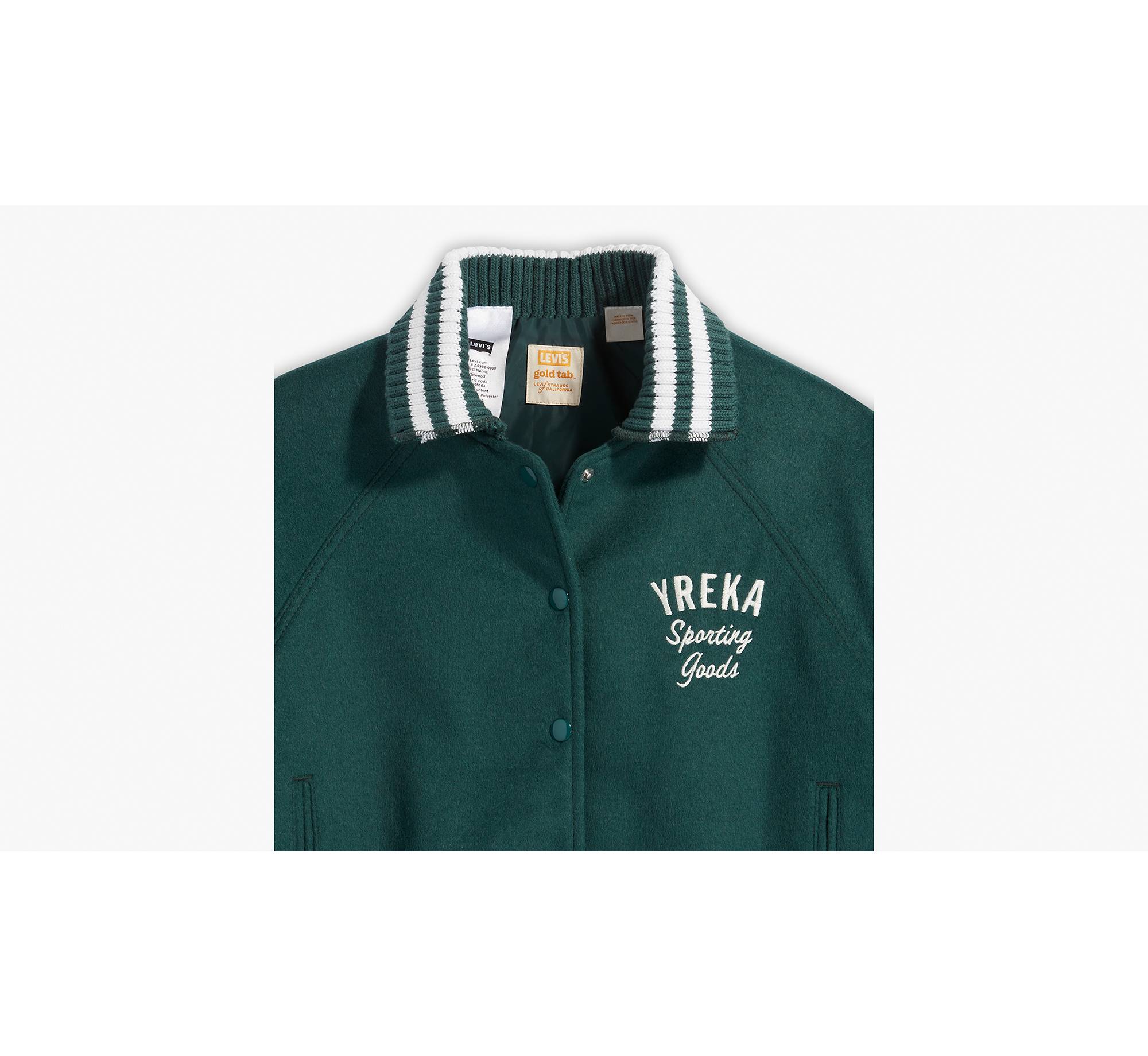 Levi's® Gold Tab™ Shrunken Varsity Jacket - Green | Levi's® KZ