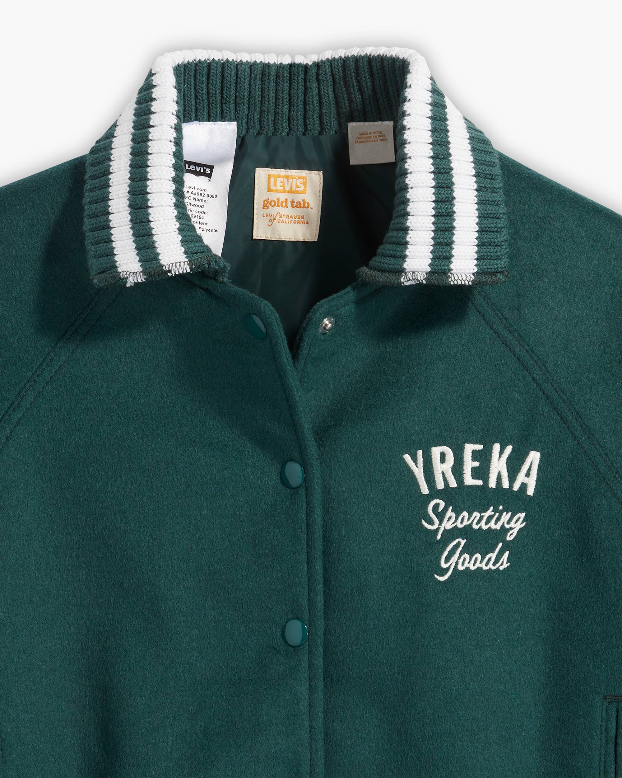 Gold Tab™ Shrunken Varsity Jacket - Green | Levi's® CA Gold Tab™ Shrunken Varsity Jacket - Green | Levi's® CA