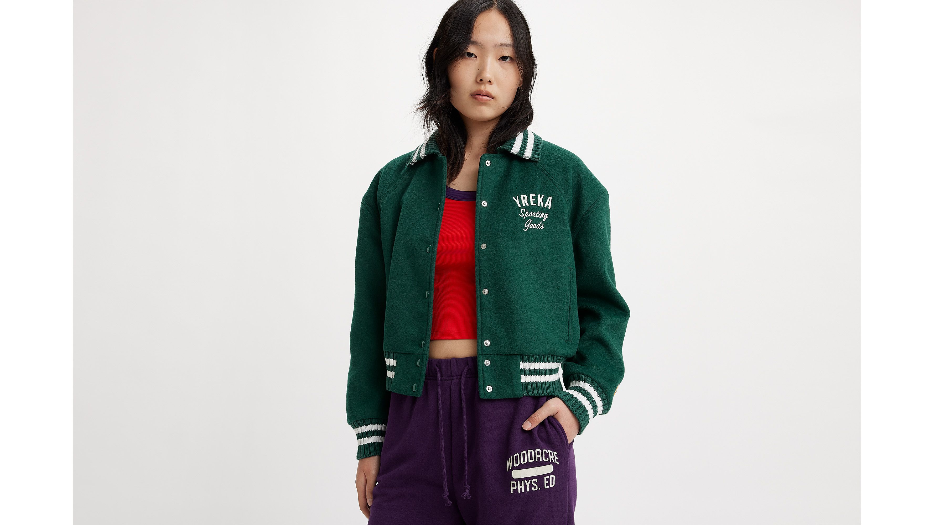 Gold Tab Shrunken Varsity Jacket