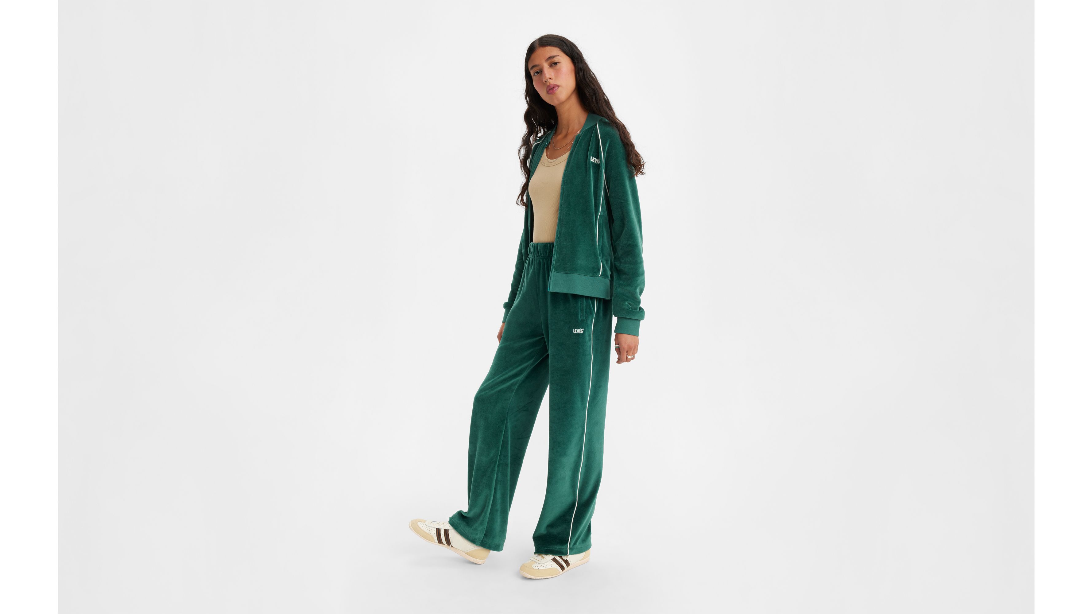 Liska drawstring leather track pants - Green