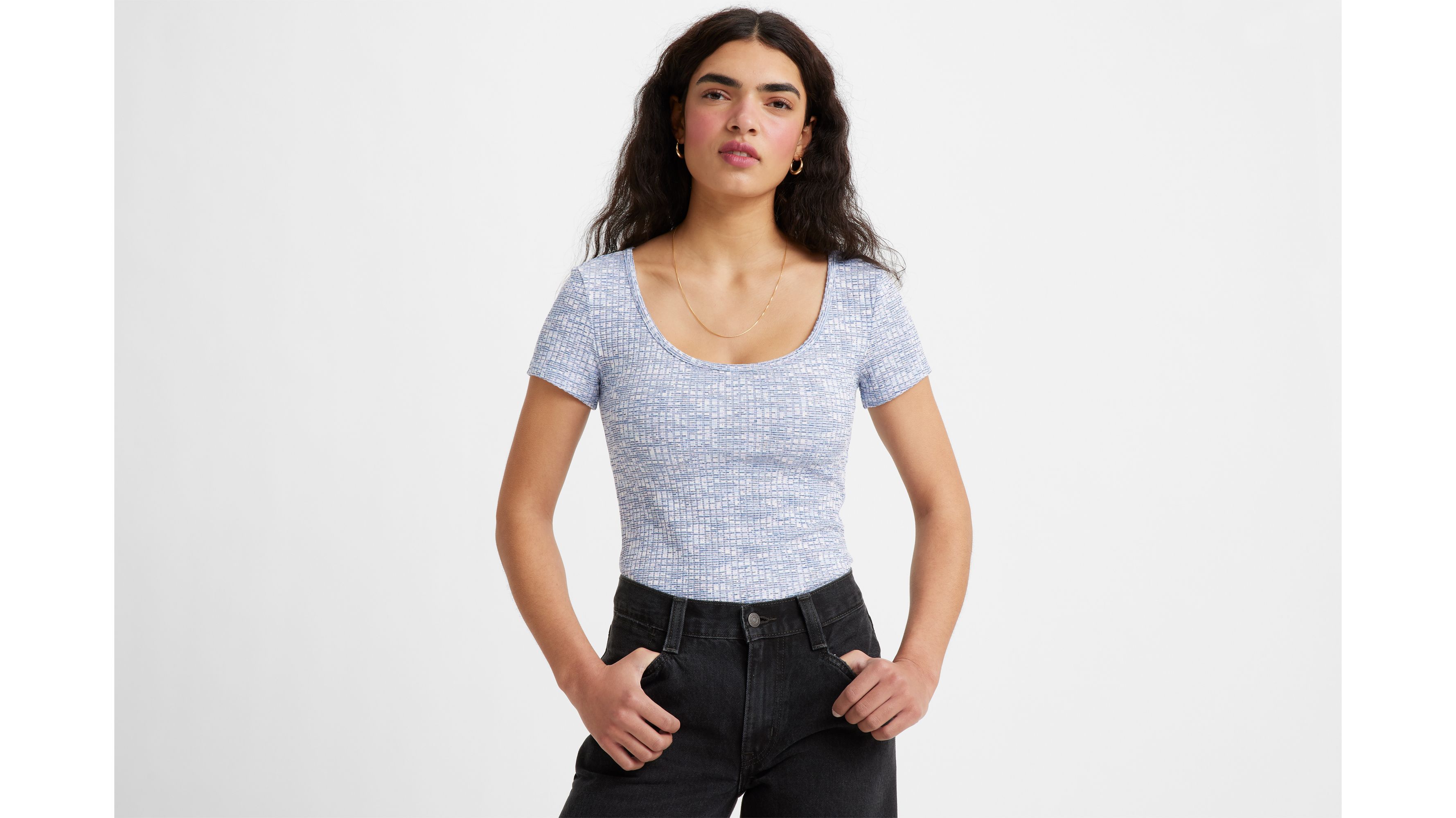 Bodega Open Neck Short Sleeve Shirt - Blue | Levi 