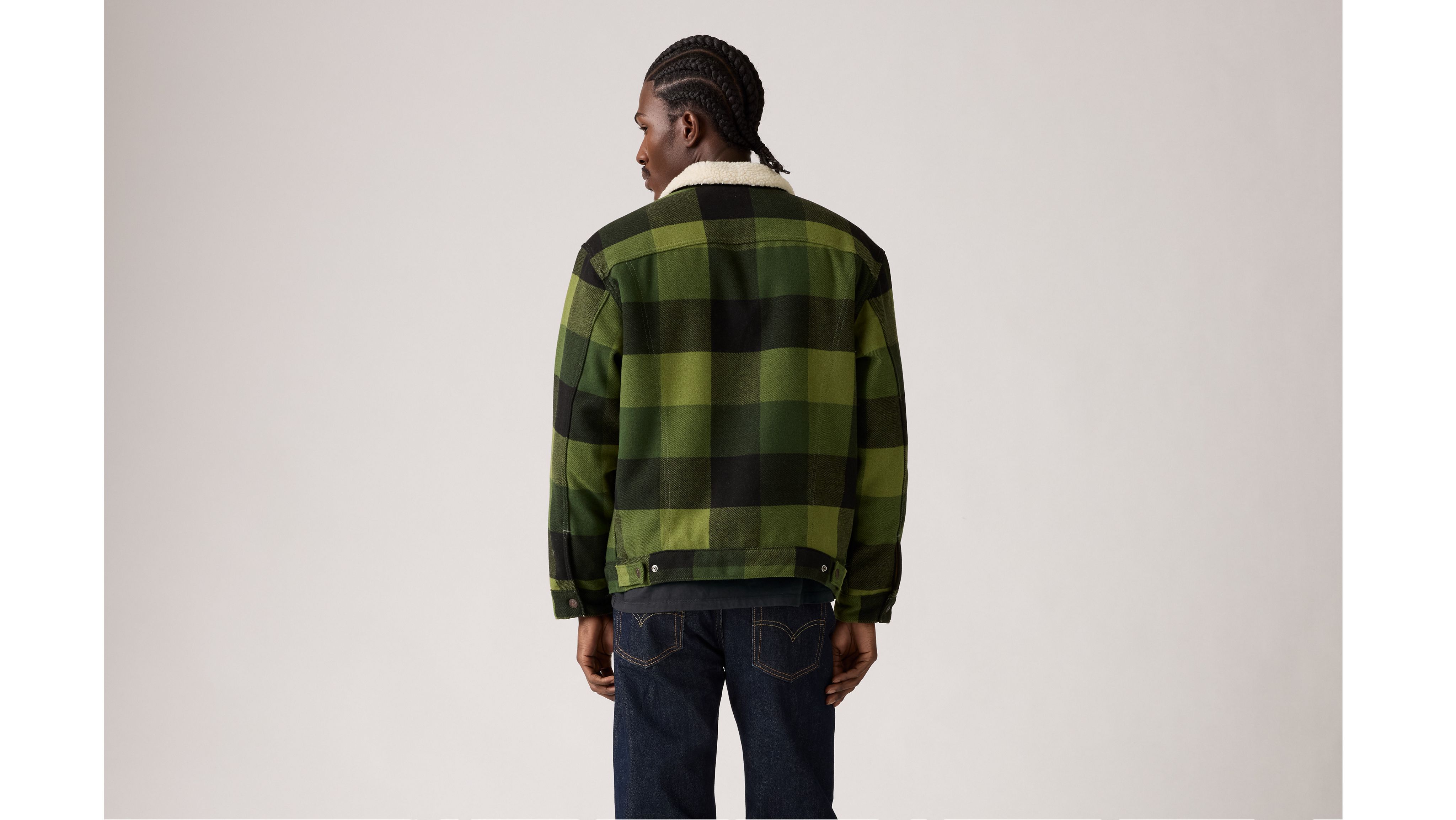 Relaxed Fit Sherpa Trucker Jacke mit Karos 3