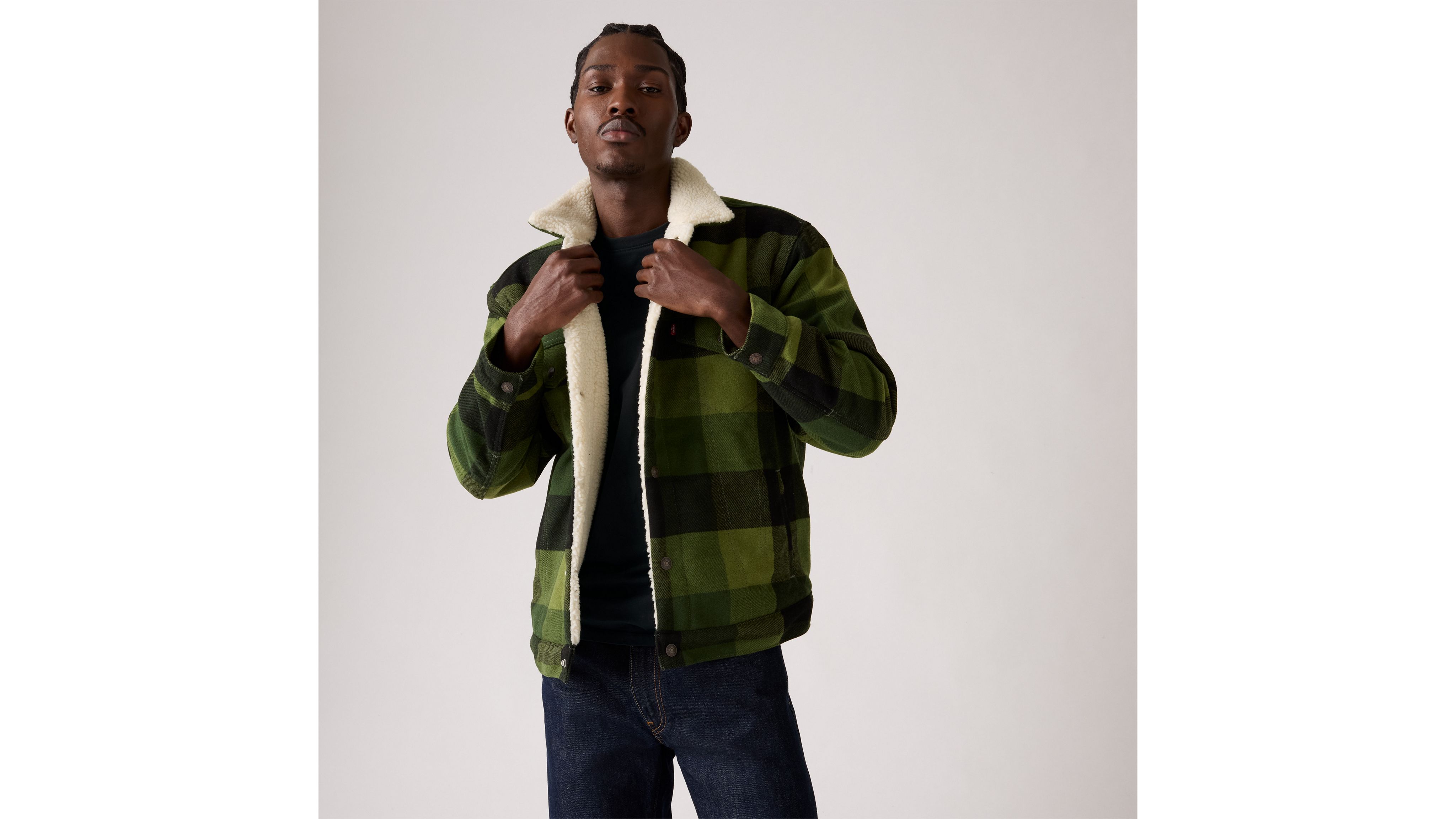 Kurtka Trucker Relaxed Fit Sherpa w kratę 1