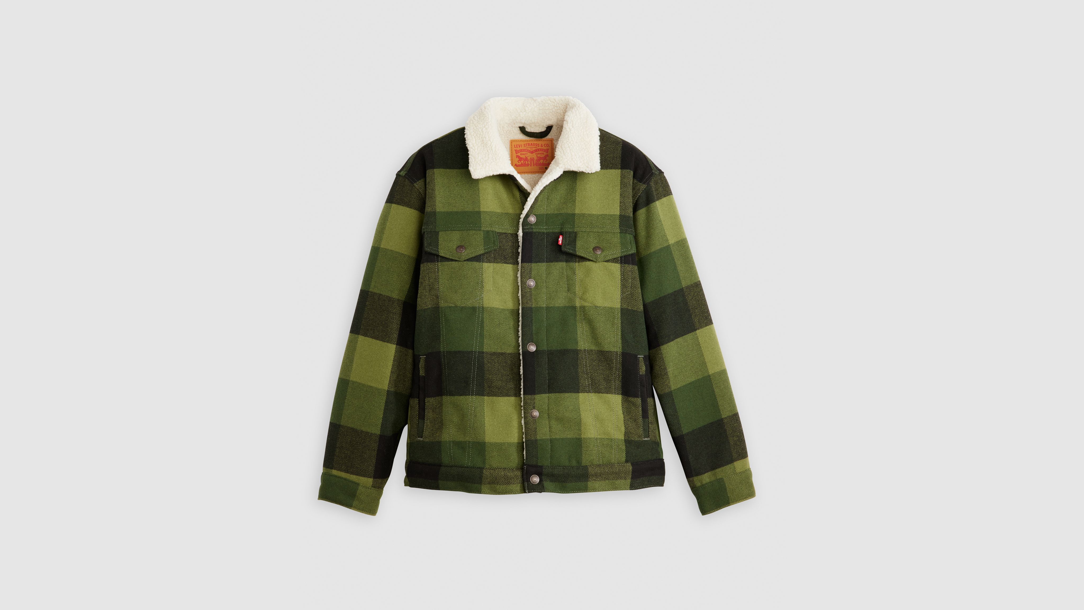 Relaxed Fit Sherpa Trucker Jacke mit Karos 5