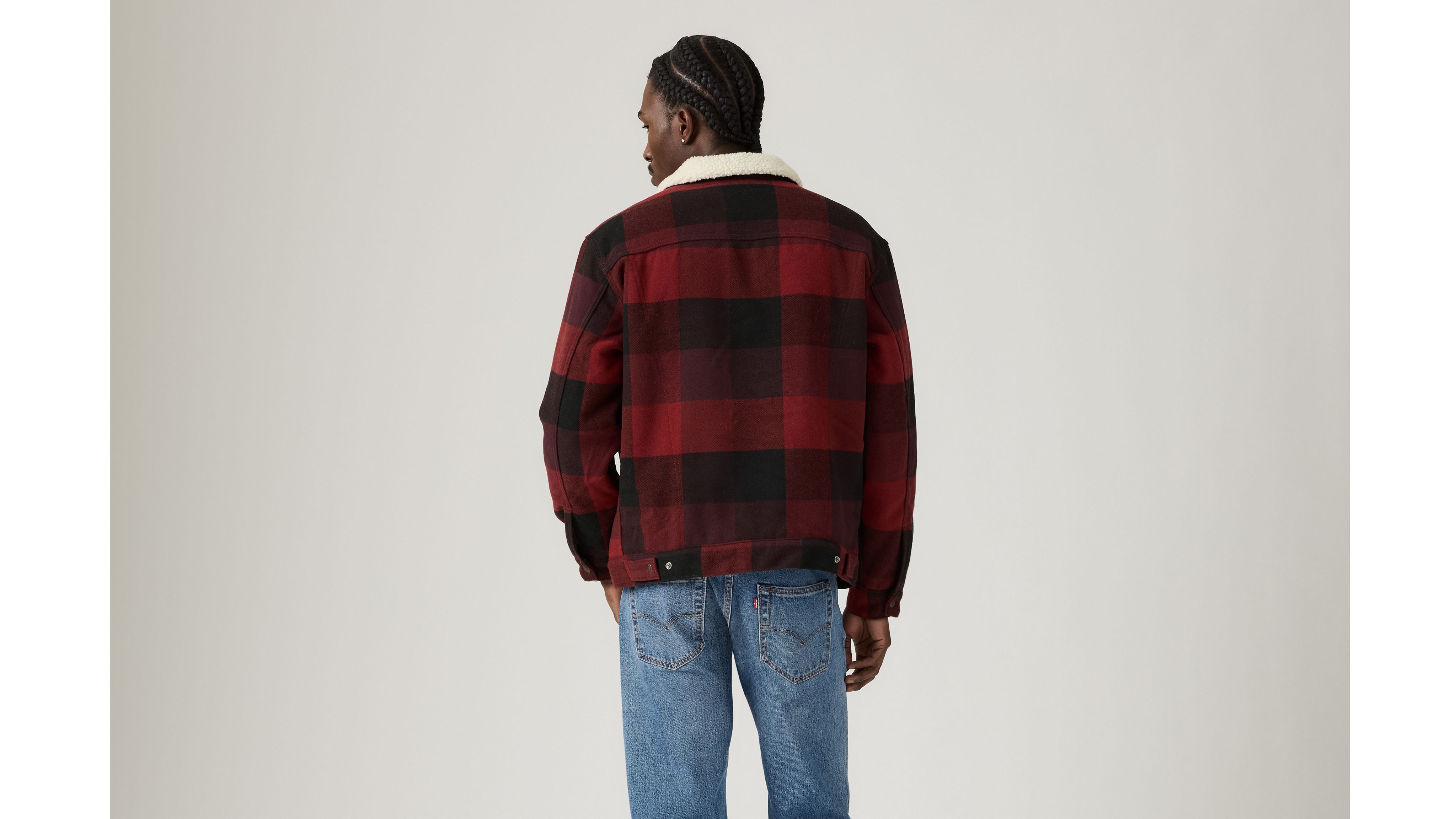 Relaxed Fit Plaid Trucker Jacket