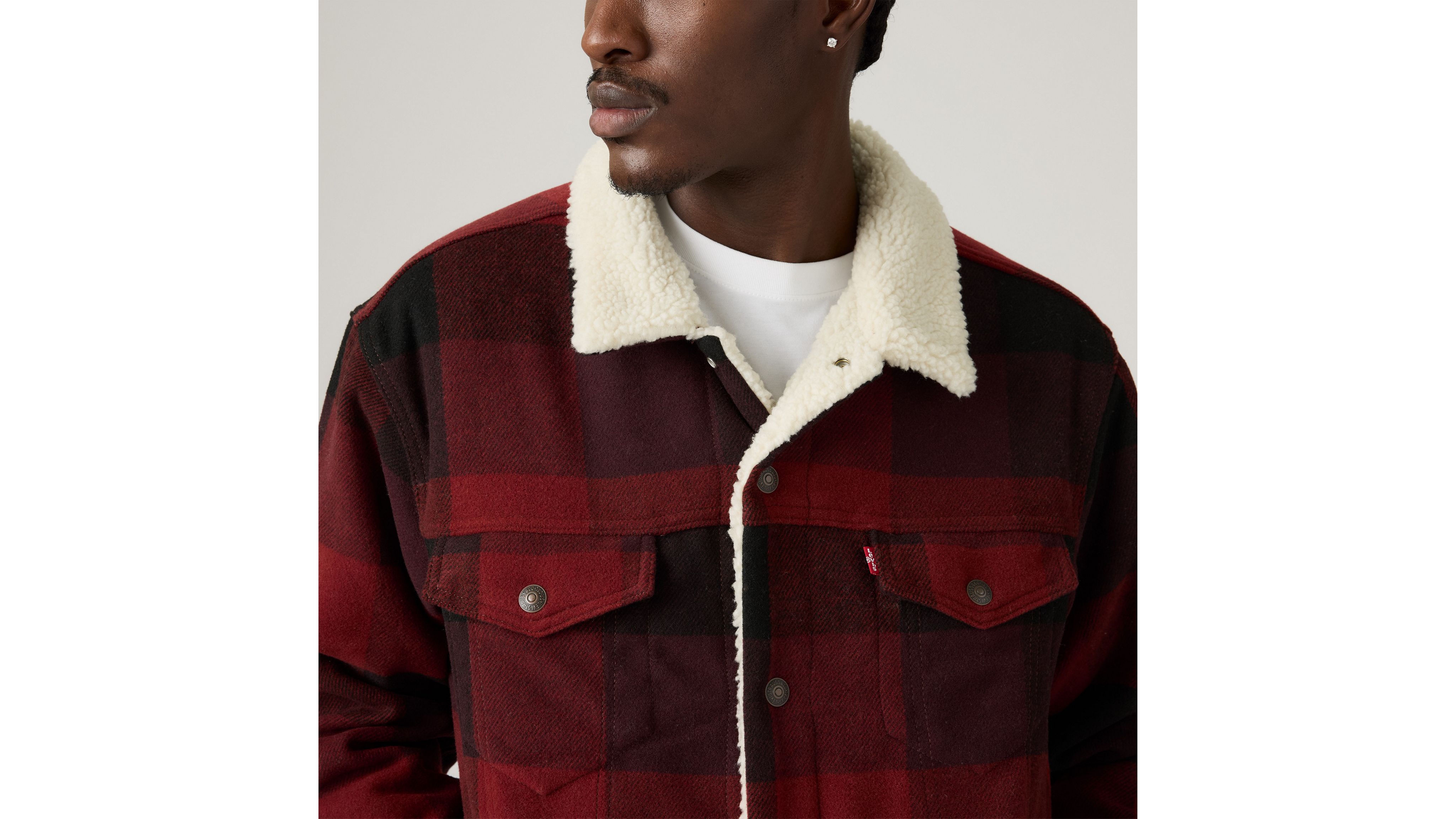 Relaxed Fit Plaid Trucker Jacket