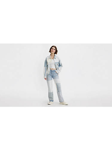 리바이스 Levi 501 90s Freehand Folk Womens Jeans,Serious Sizzle - Light Wash