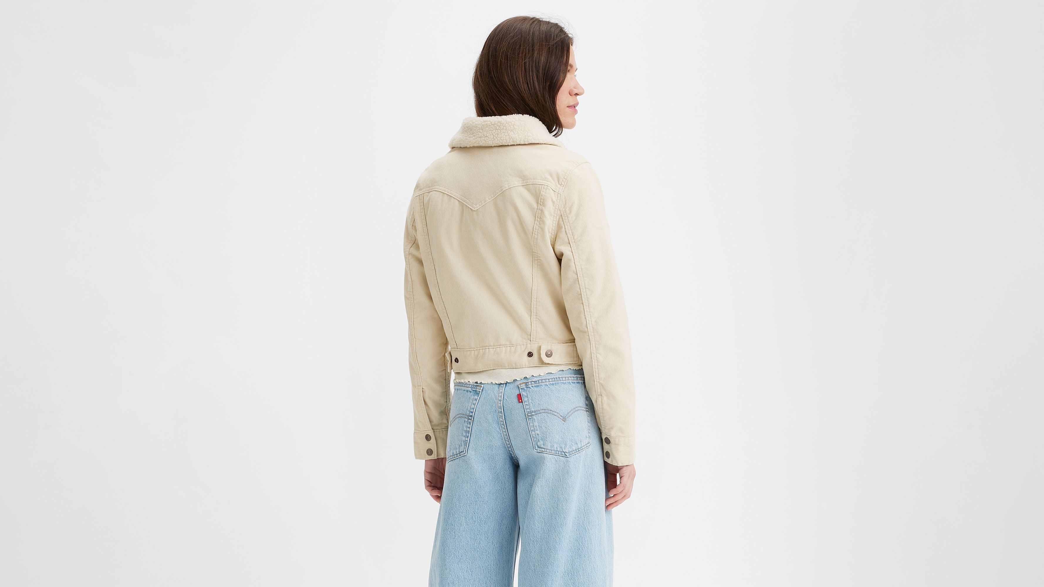 Slim Sherpa Corduroy Trucker Jacket - White | Levi's® US