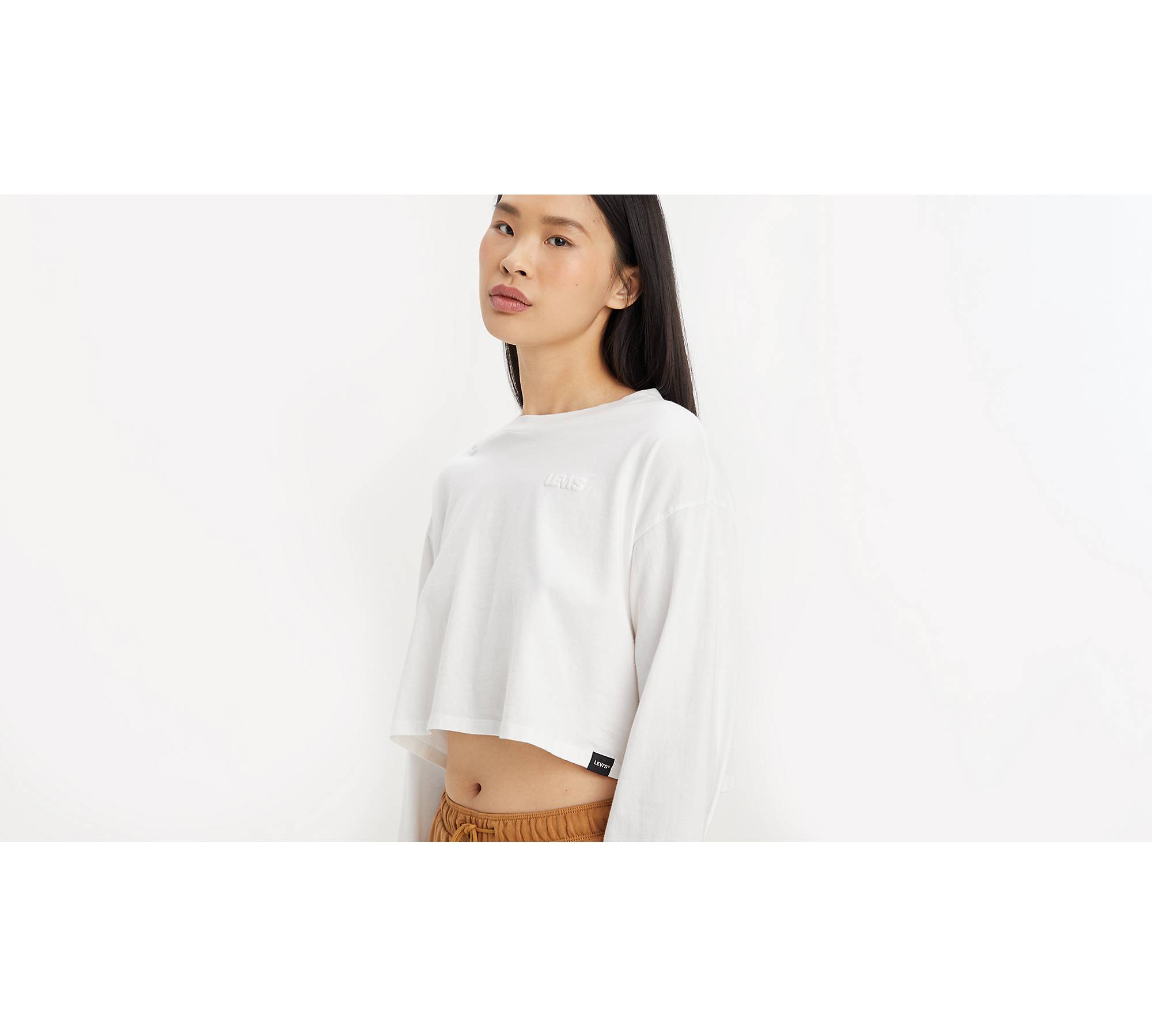 Graphic Cindy Long Sleeve Crop T-shirt - White