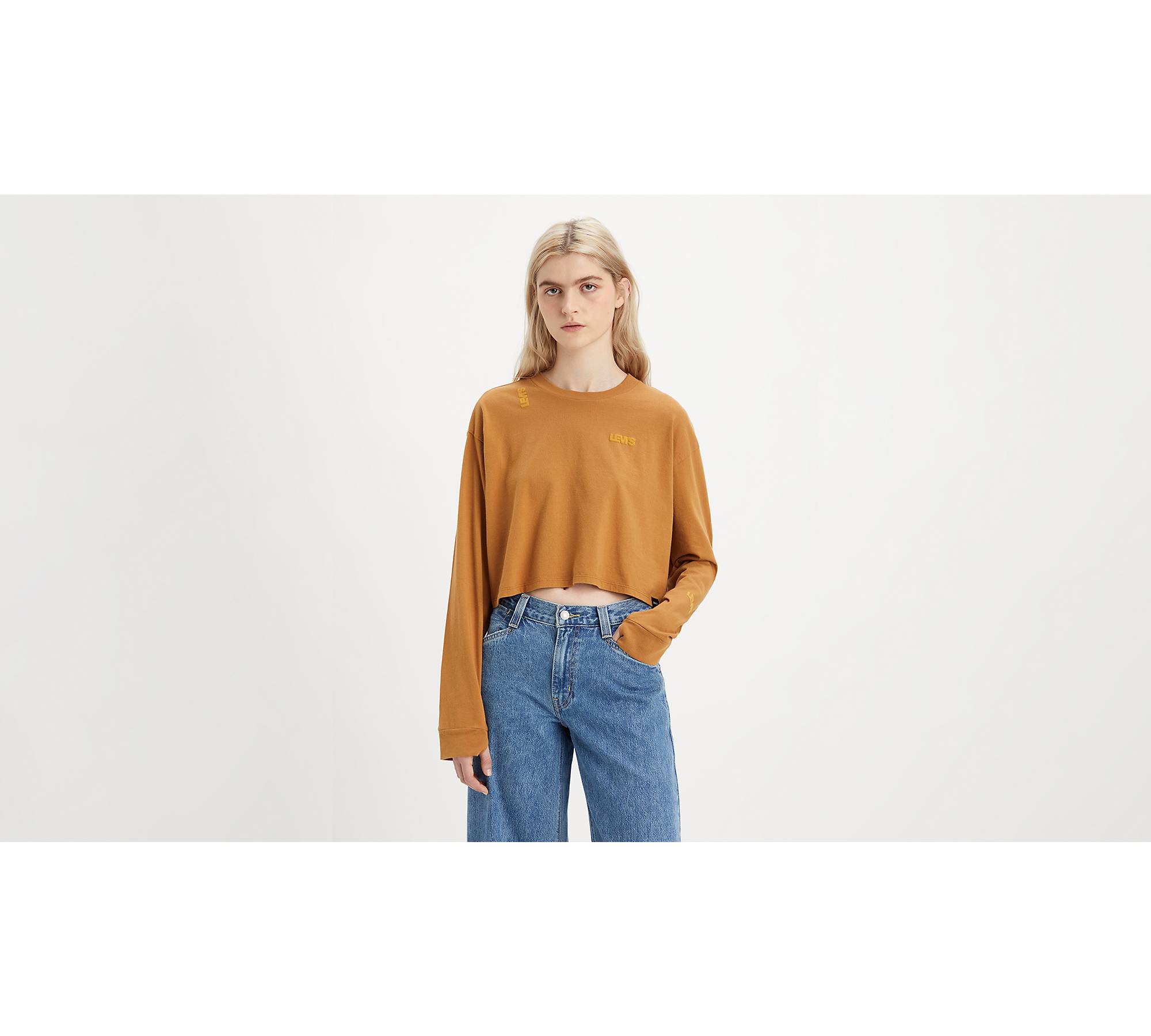 Graphic Cindy Long Sleeve Crop T-shirt - Brown | Levi's® US