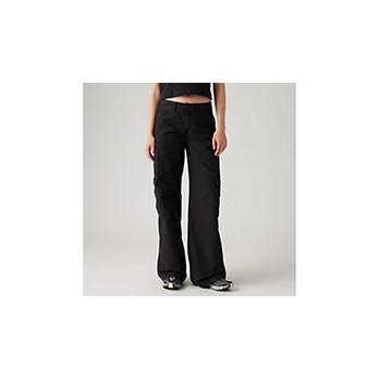 JWZUY High Waist Baggy Cargo Pants for Women Flap Pocket Relaxed Fit  Straight Wide Leg Outdoor Pants Black M