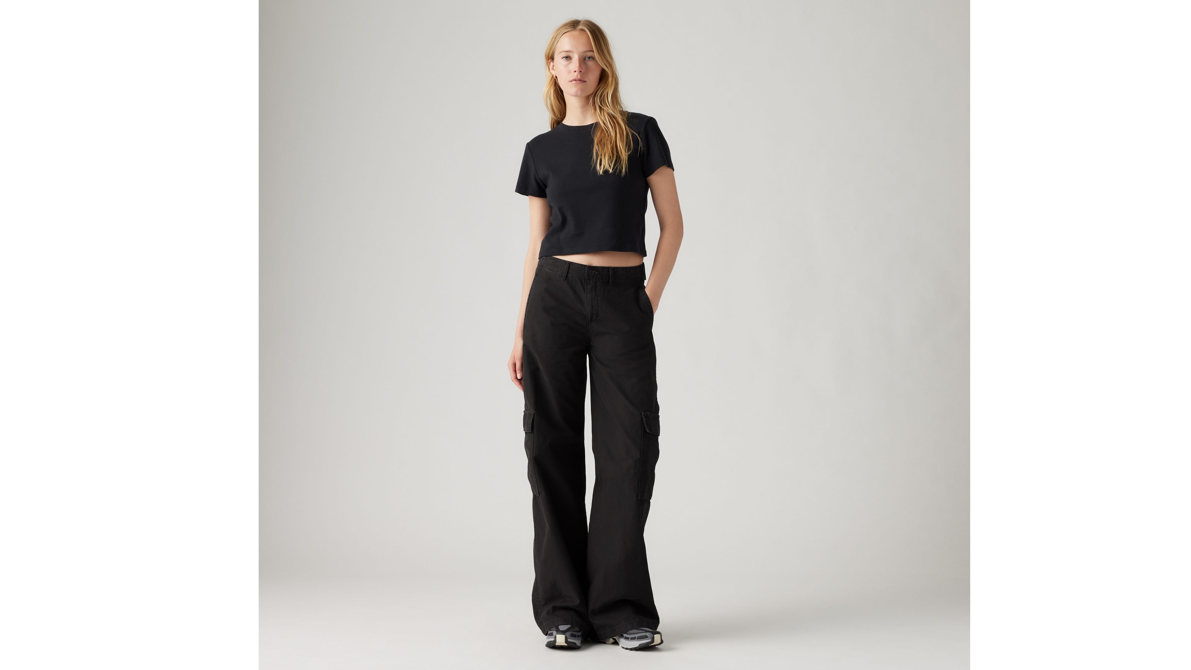 JWZUY High Waist Baggy Cargo Pants for Women Flap Pocket Relaxed Fit  Straight Wide Leg Outdoor Pants Black M