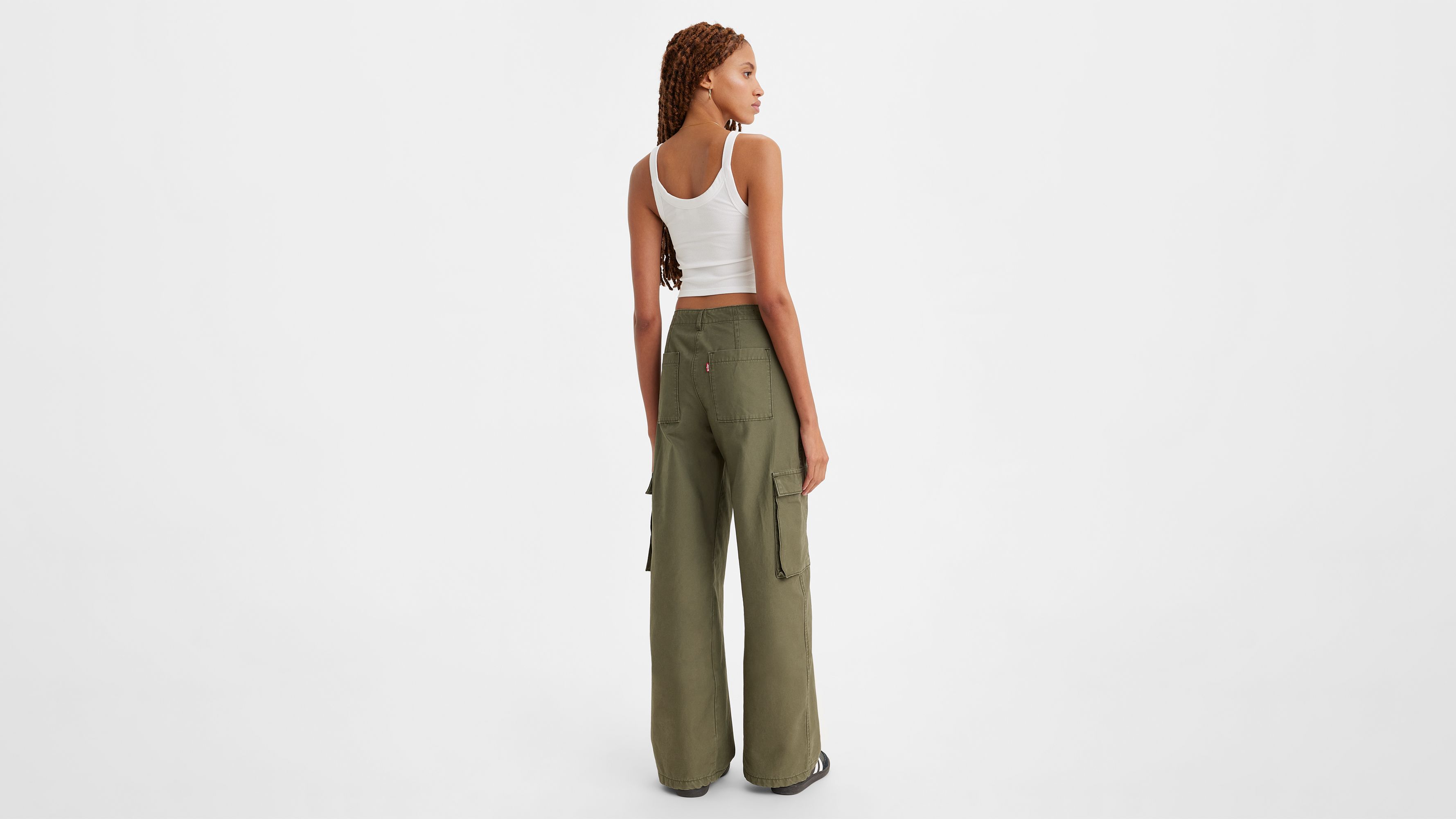 Women's Utility Cargo High Waist Trousers Mint Green –